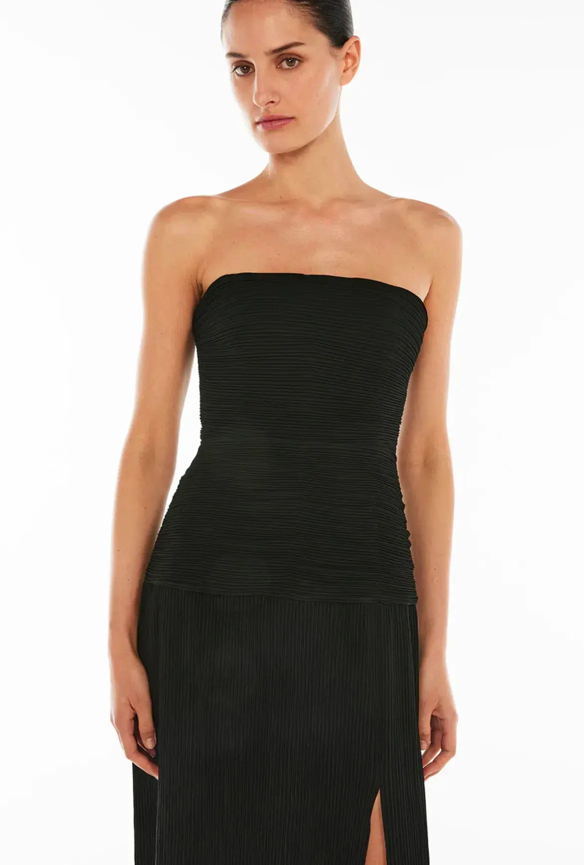 Manning Cartell Double Time Pleat Strapless Maxi Dress in Black Size AU 12 - Image 2
