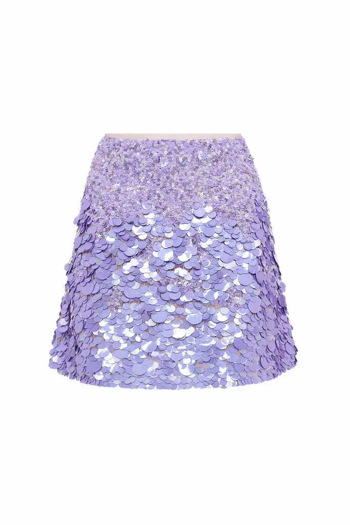 Aje Cherie Sequin Mini Skirt Purple Size 10 - Image 3