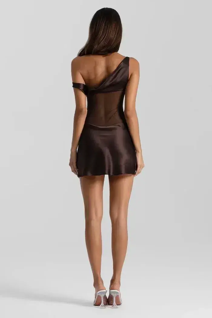 Natalie Rolt Elodie Mini Silk Brown Size 6 for rent on The Volte - main image