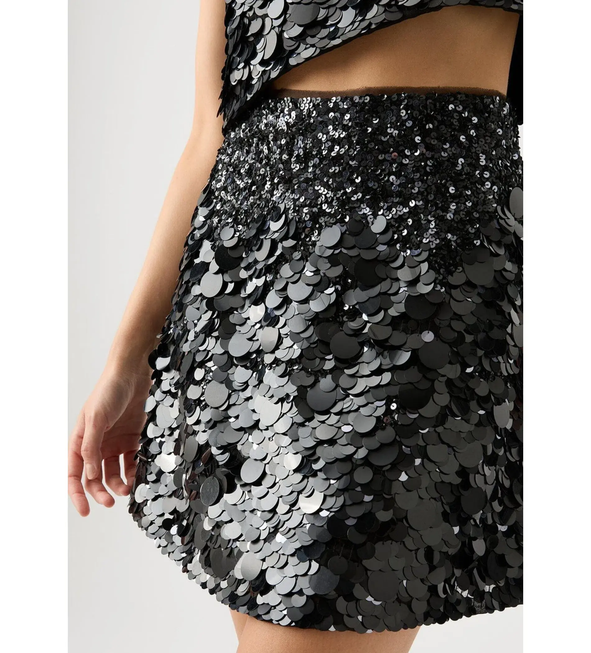 Aje Cherie Sequin Black Mini Skirt in Black Size AU 12 - Image 4