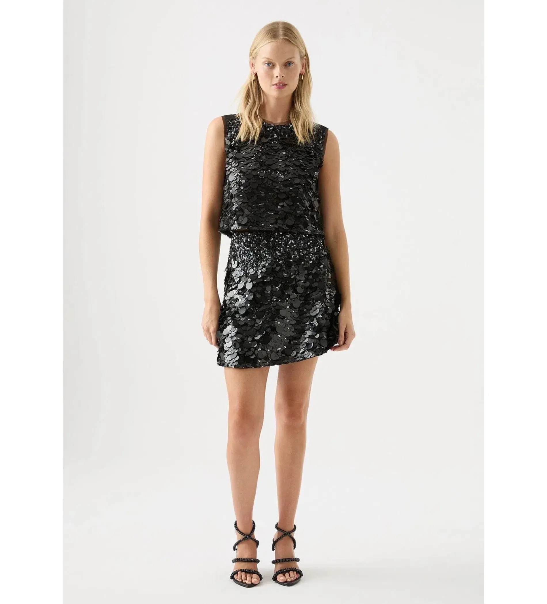 Aje Cherie Sequin Black Mini Skirt in Black Size AU 12 - Image 1