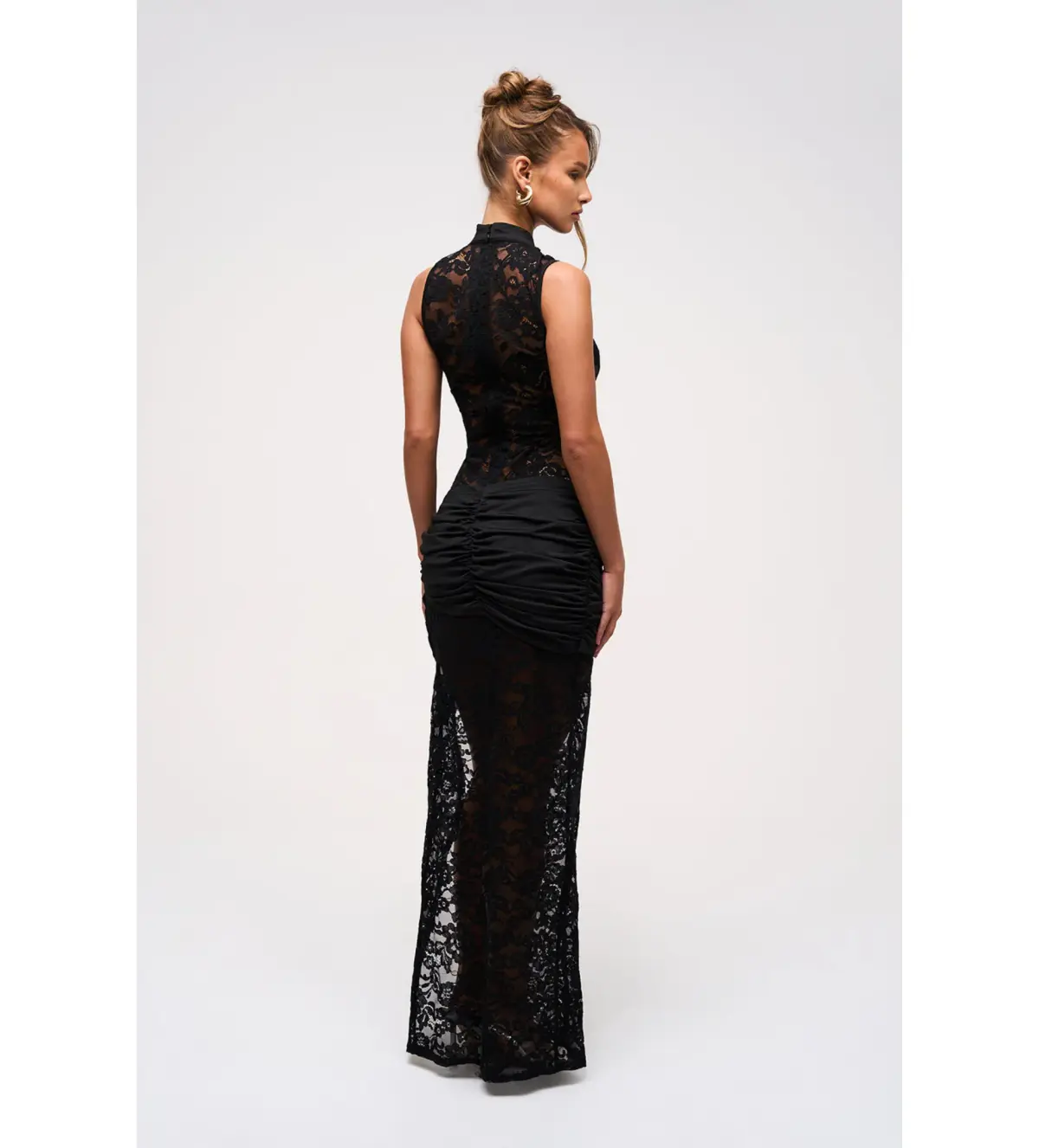 Murci Onyx Lace Keyhole Maxi Dress in Black Size 10/M - Image 3