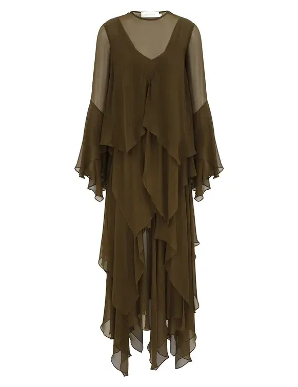 Zimmermann Memento Cascading Maxi Dress in Moss Size 0 / AU 8 - Image 1