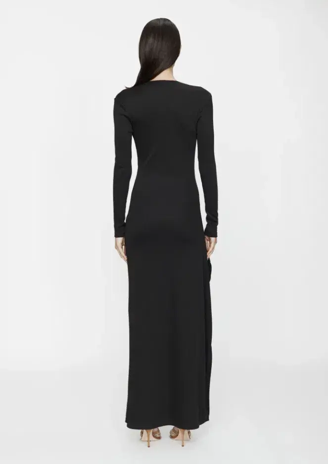Christopher Esber Mineral Stone Cascade Long Sleeve Dress in Black Size AU10 - Image 2