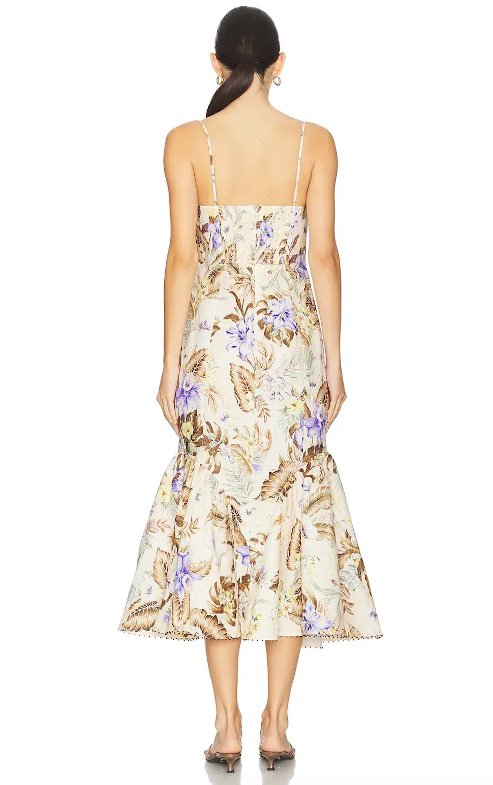 Zimmermann The Coco Tie Front Midi Dress in Cream Multi Floral Size 1 / AU 10 for rent on The Volte - main image