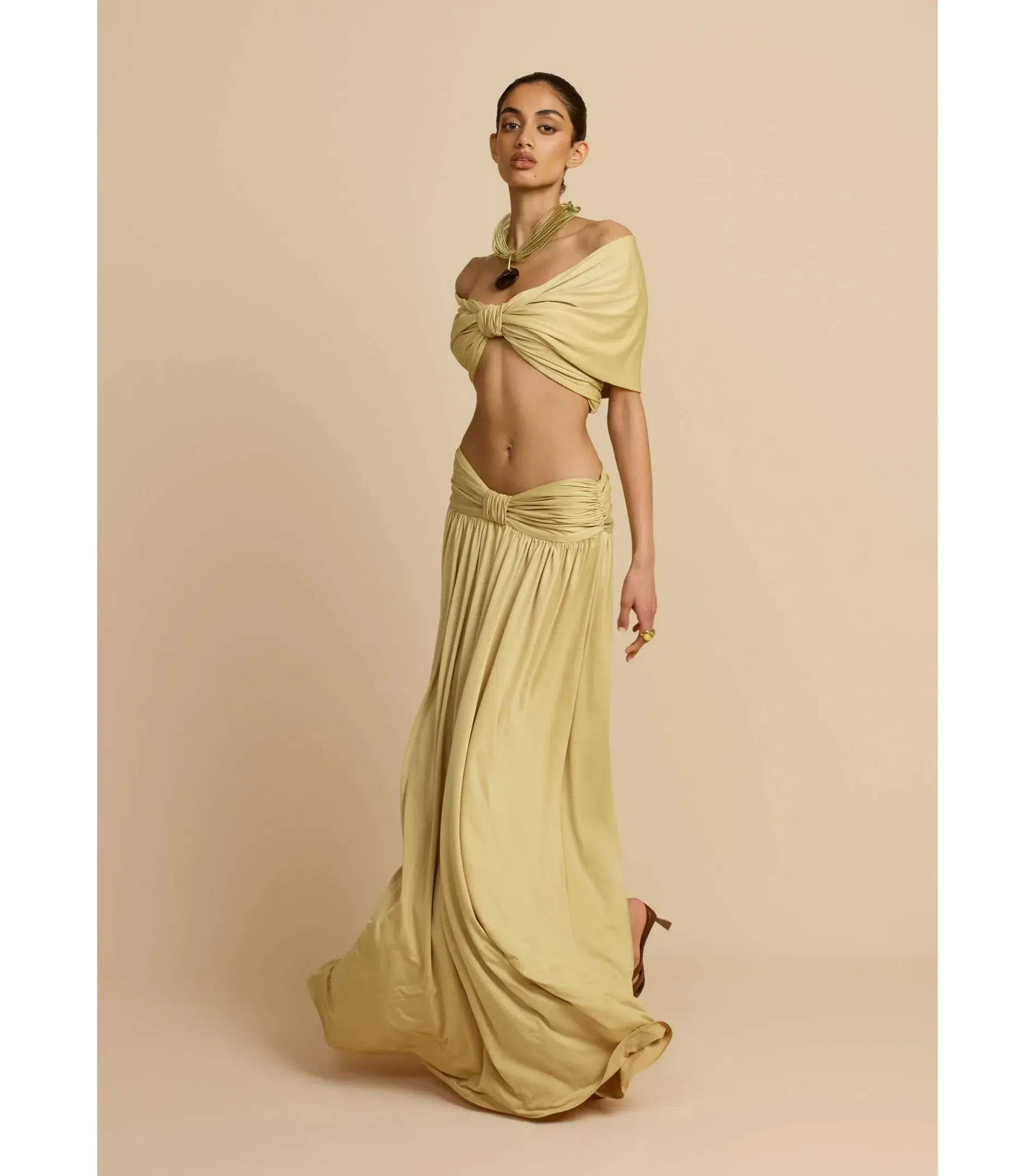Arcina Ori Alessia Top and Maxi Skirt In Gold Size S / AU 8 - Image 1