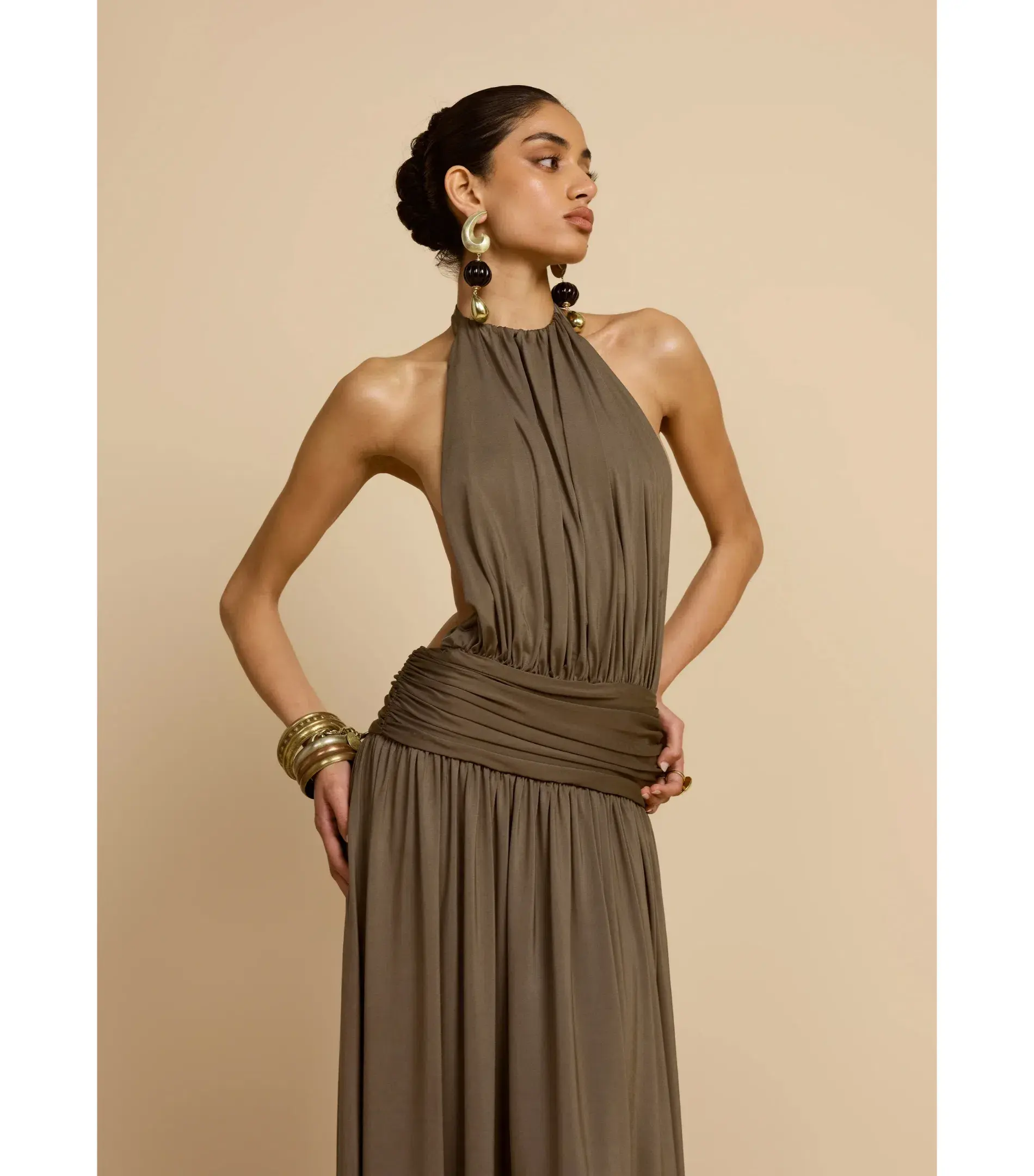Arcina Ori Santina Maxi Dress Khaki Size XS / AU 6 - Image 3