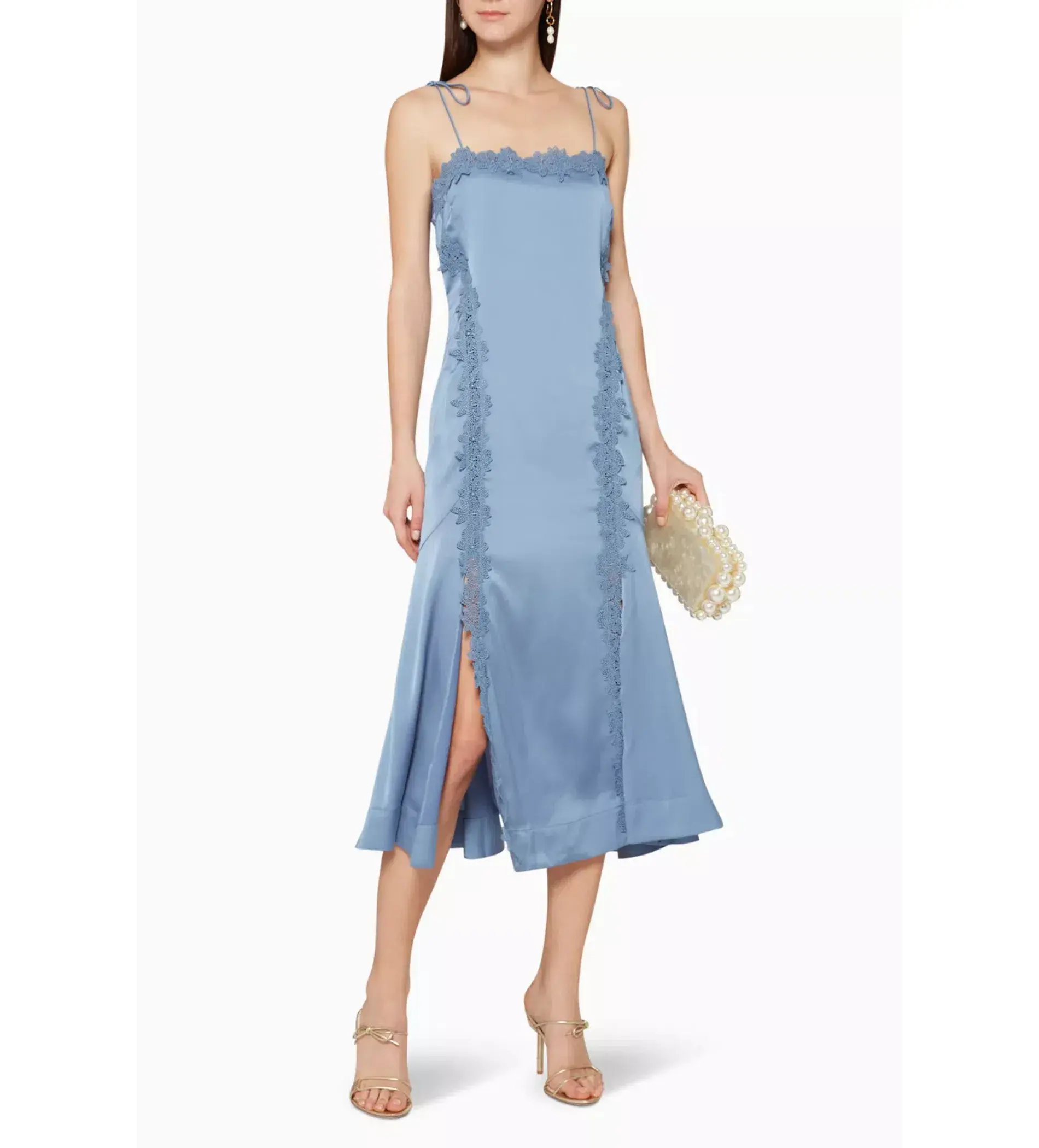 Keepsake The Label Resound Satin Midi Dress Blue Size 6 - Image 1