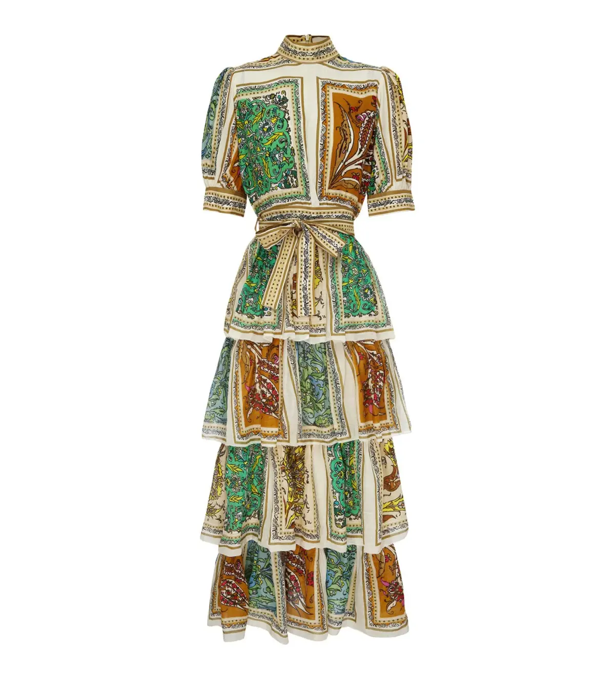 Alemais Delphine Tiered Midi Dress Multi Floral Size AU 10 - Image 6