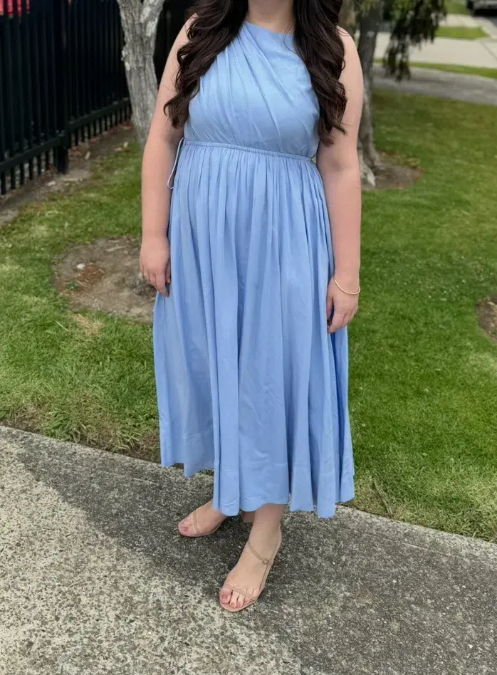 Aje Abbey Twist Midi Dress Blue Size 14 - Image 3