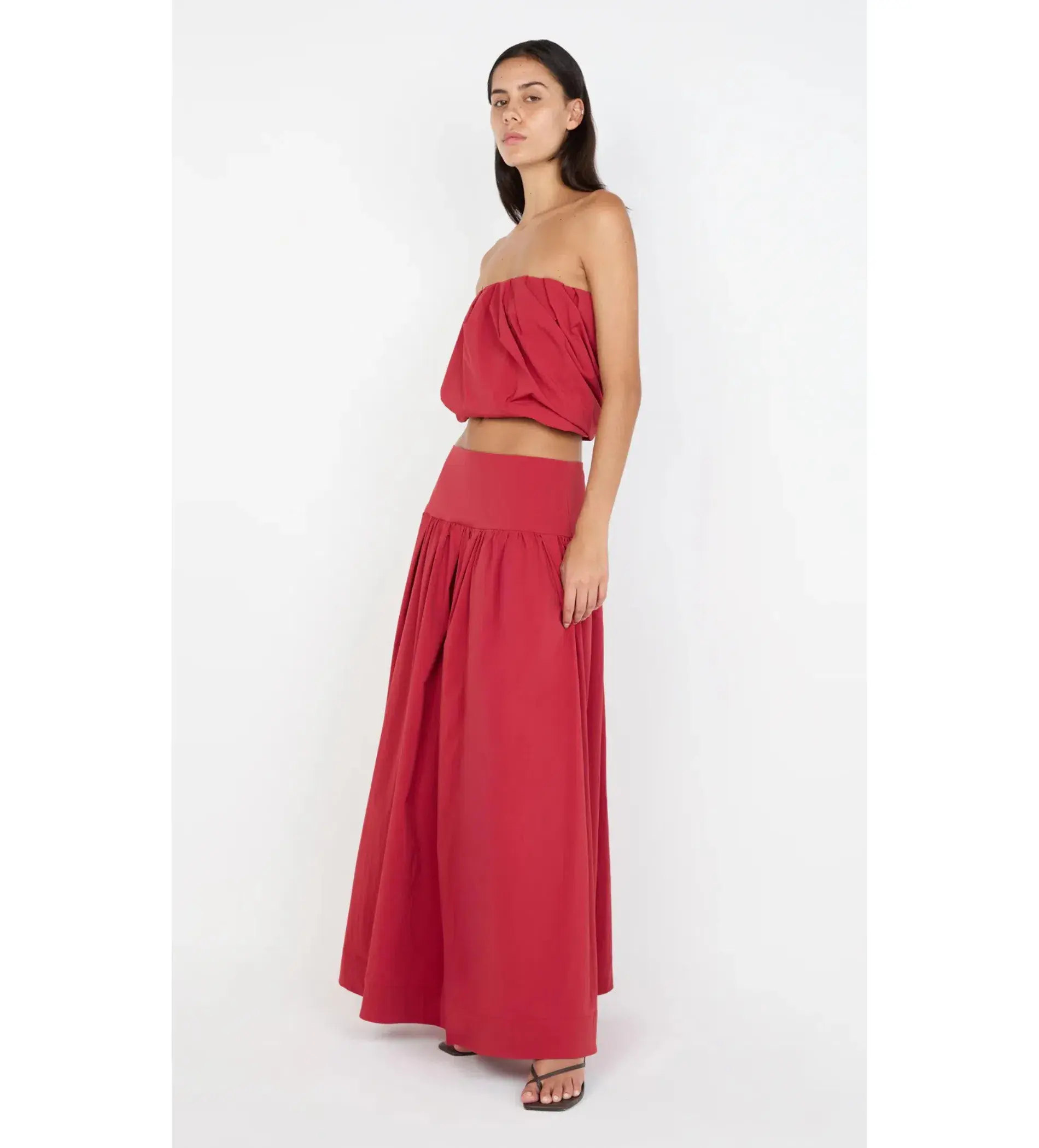 Bec & Bridge Dante Bubble Top and Maxi Skirt Set Cherry Size AU 6 - Image 2