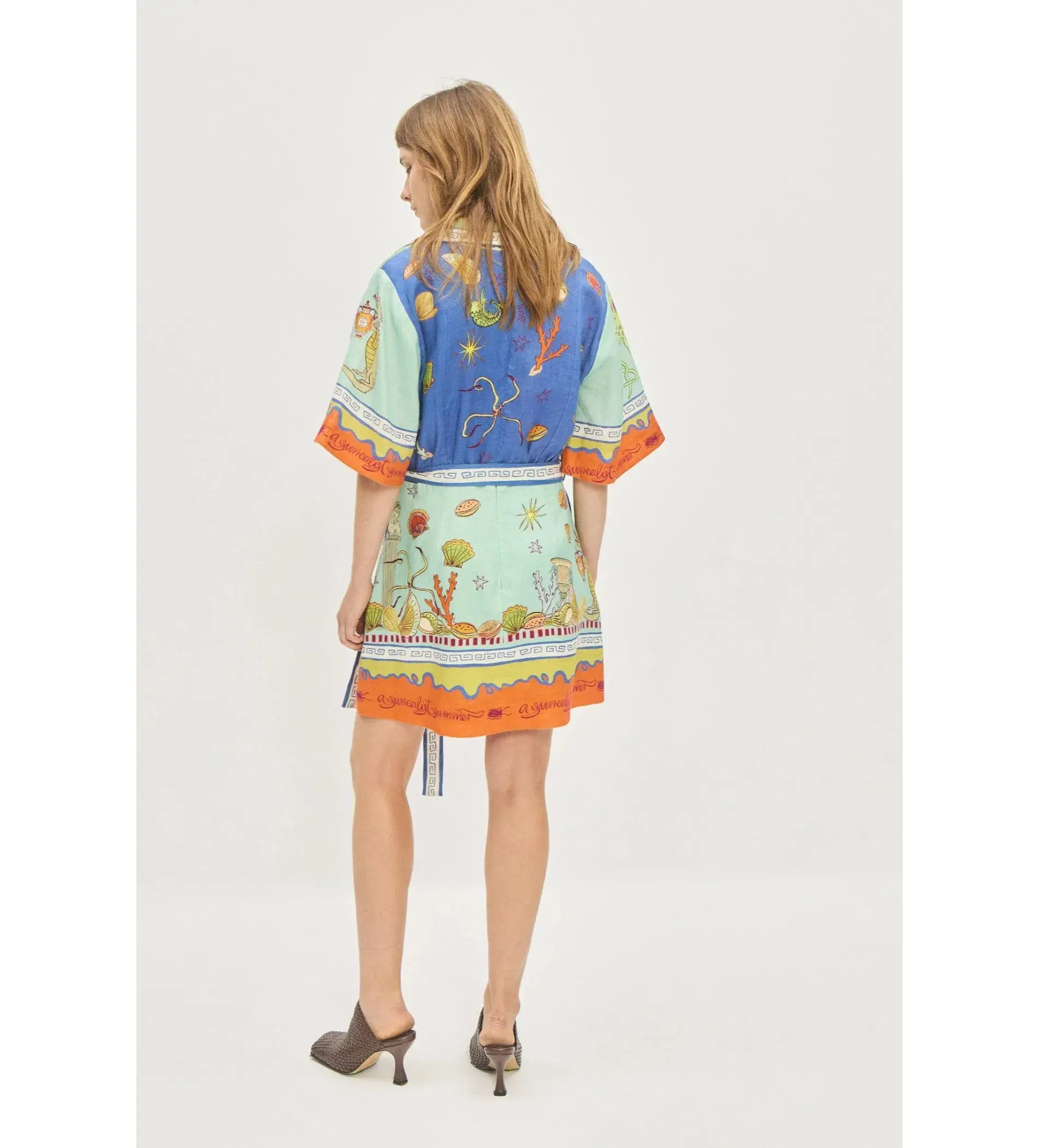 Alemais Surrealist V Neck Mini Dress Multi Print Size 14  - Image 6