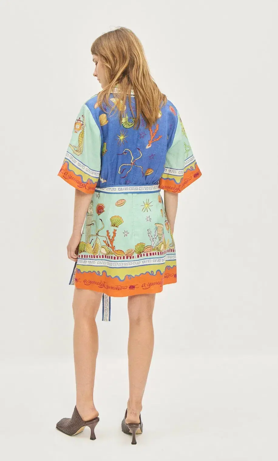 Alemais Surrealist Summer V Neck Mini Dress Multi Print Size 8 - Image 2