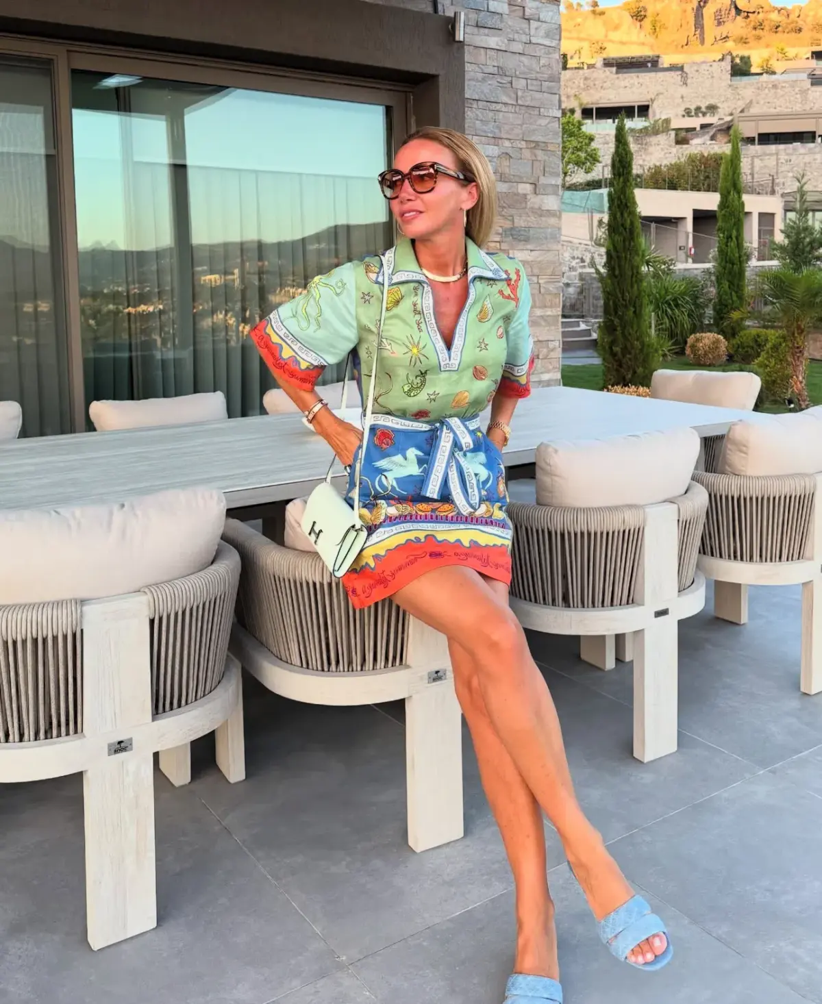 Alemais Surrealist Summer V Neck Mini Dress Multi Print Size 8 - Image 4