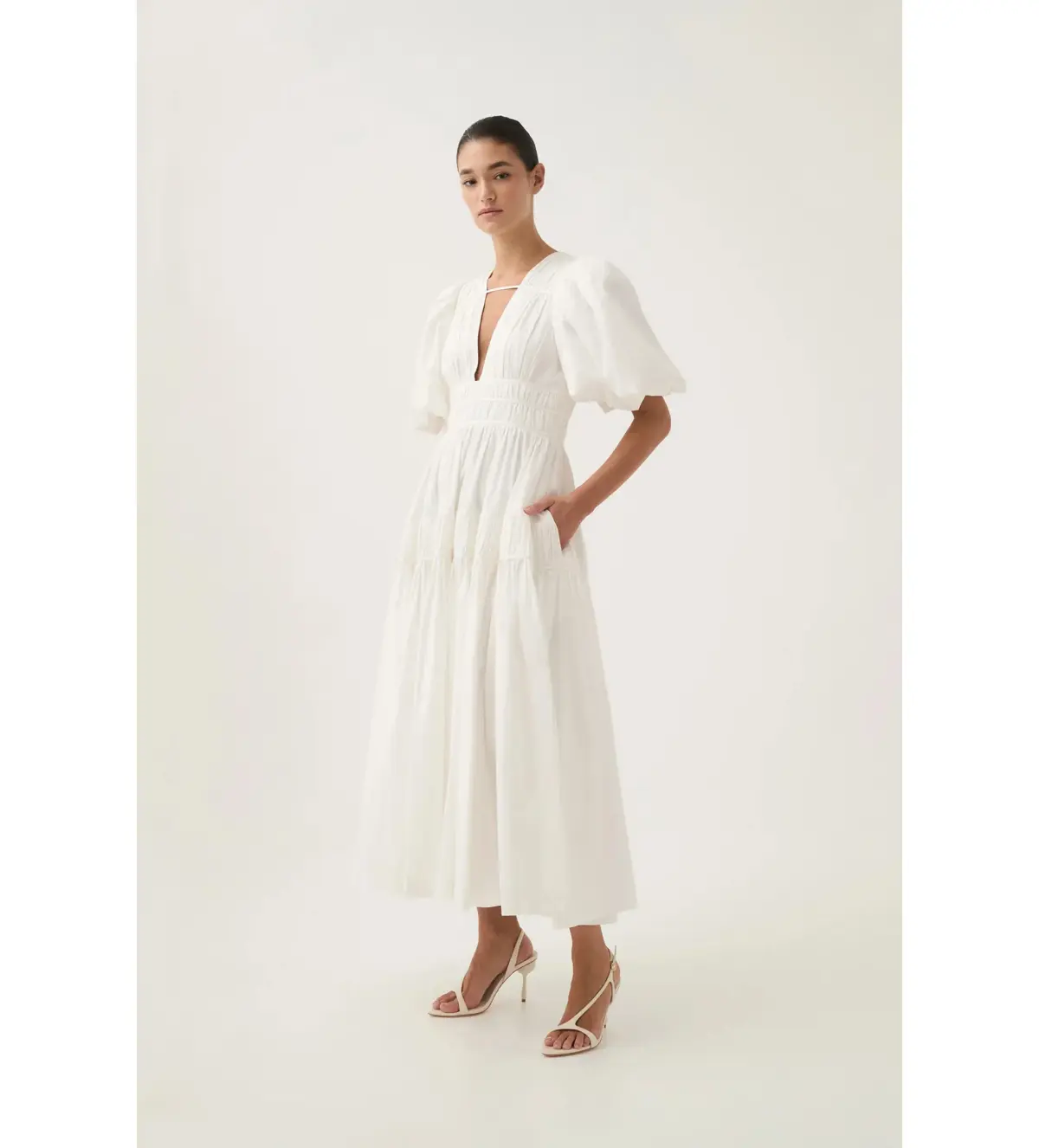 Aje Fallingwater Midi Dress in Ivory Size L / AU 12 - Image 2