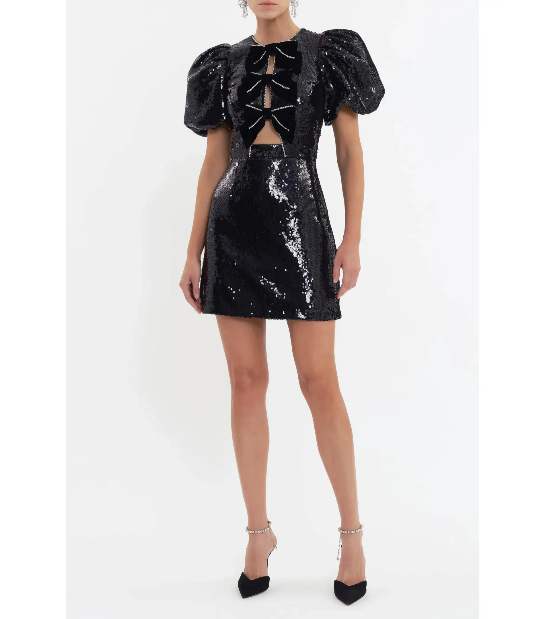 Rebecca Vallance Lena Bow Mini Dress Black Size AU 10 - Image 1