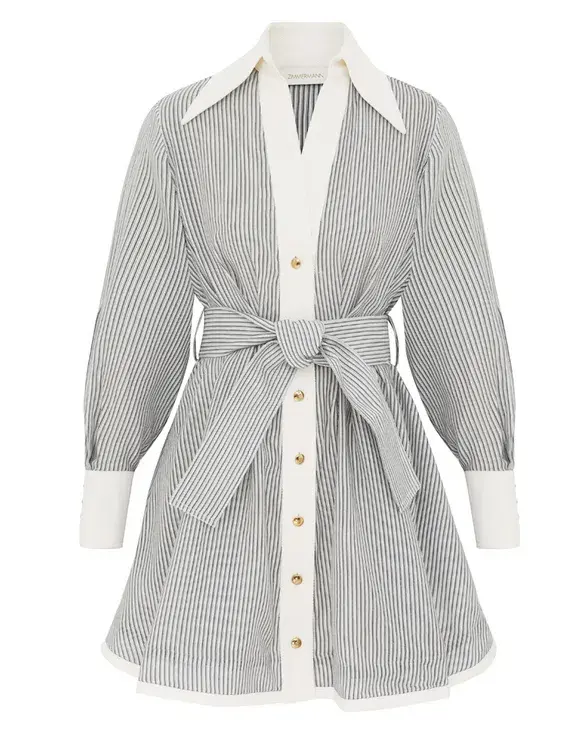 Zimmermann The Hypnotic Tuck Mini Dress in Stripe Size 0/AU 8  - Image 1