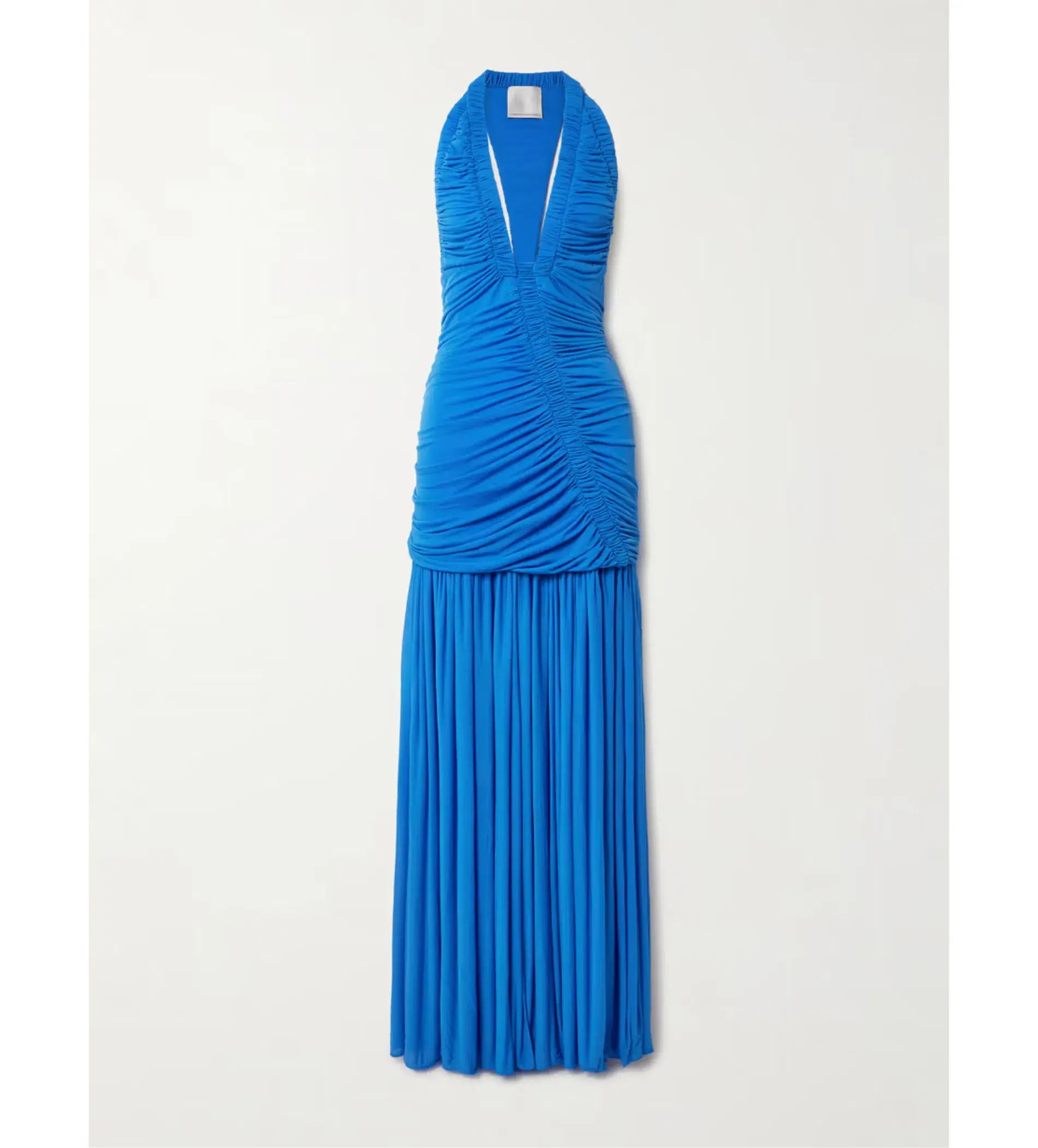 Christopher Esber Orion Open-back Ruched Mesh Gown in Blue Size 6 - Image 3