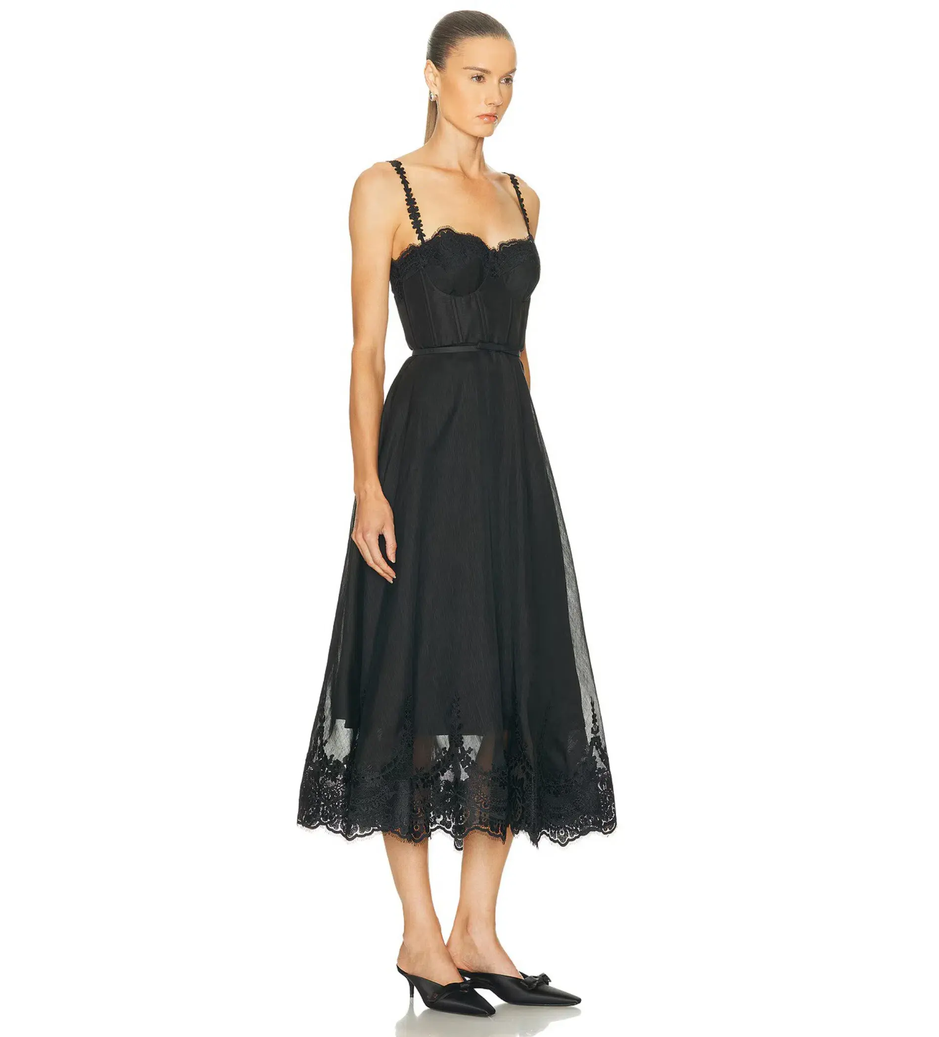 Zimmermann Hypnotic Lace Trim Gown Black Size 1 AU 10 - Image 3