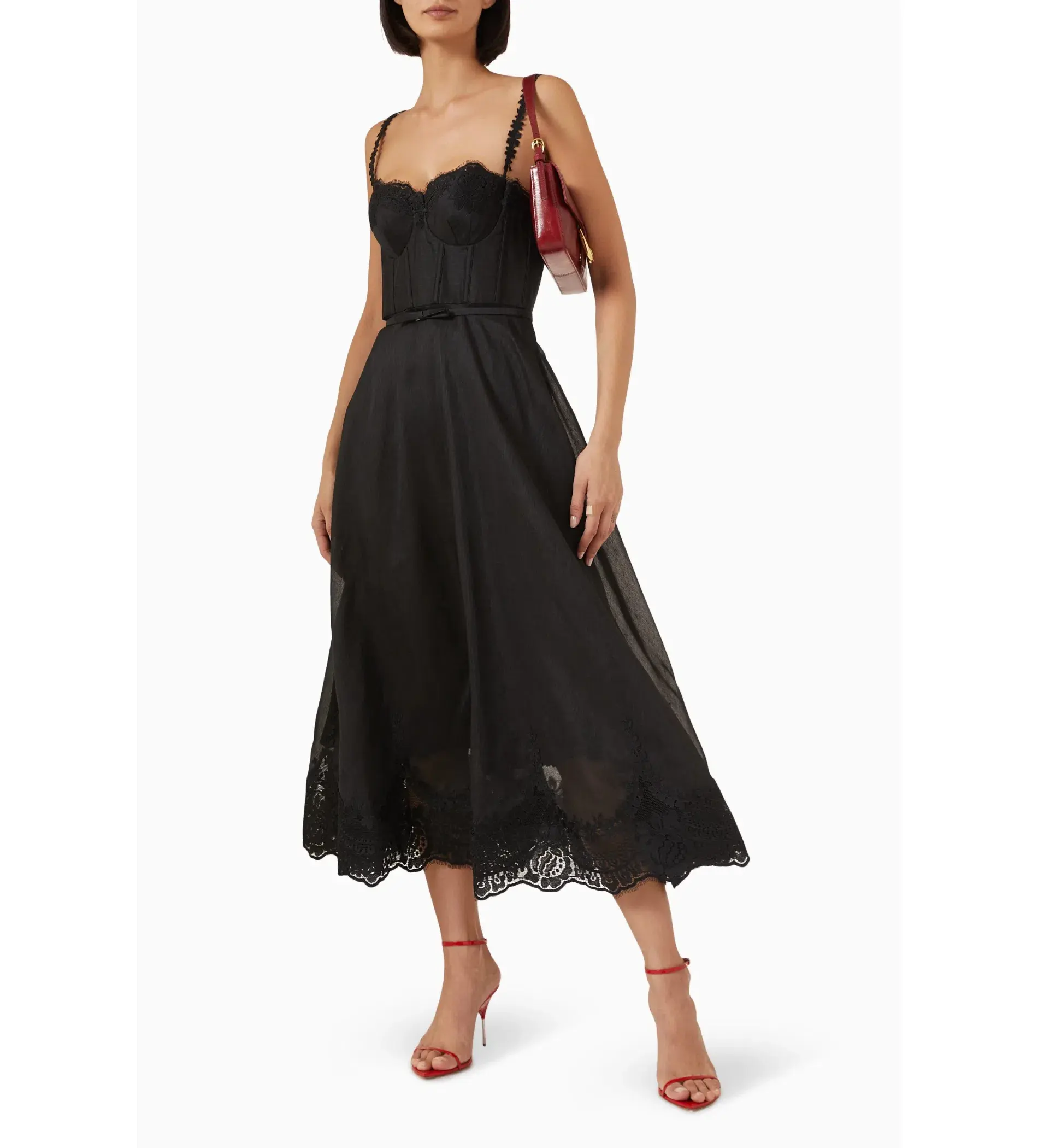 Zimmermann Hypnotic Lace Trim Gown Black Size 1 AU 10 - Image 2
