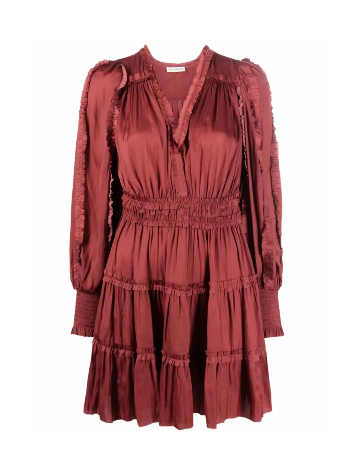 Ulla Johnson Flared V-neck Mini Dress In  Dessert Rose Size US 10/ AU 14 - Image 4