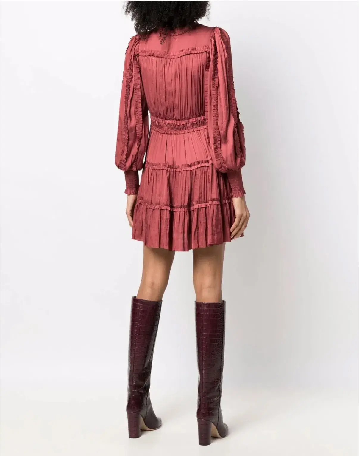 Ulla Johnson Flared V-neck Mini Dress In  Dessert Rose Size US 10/ AU 14 - Image 3