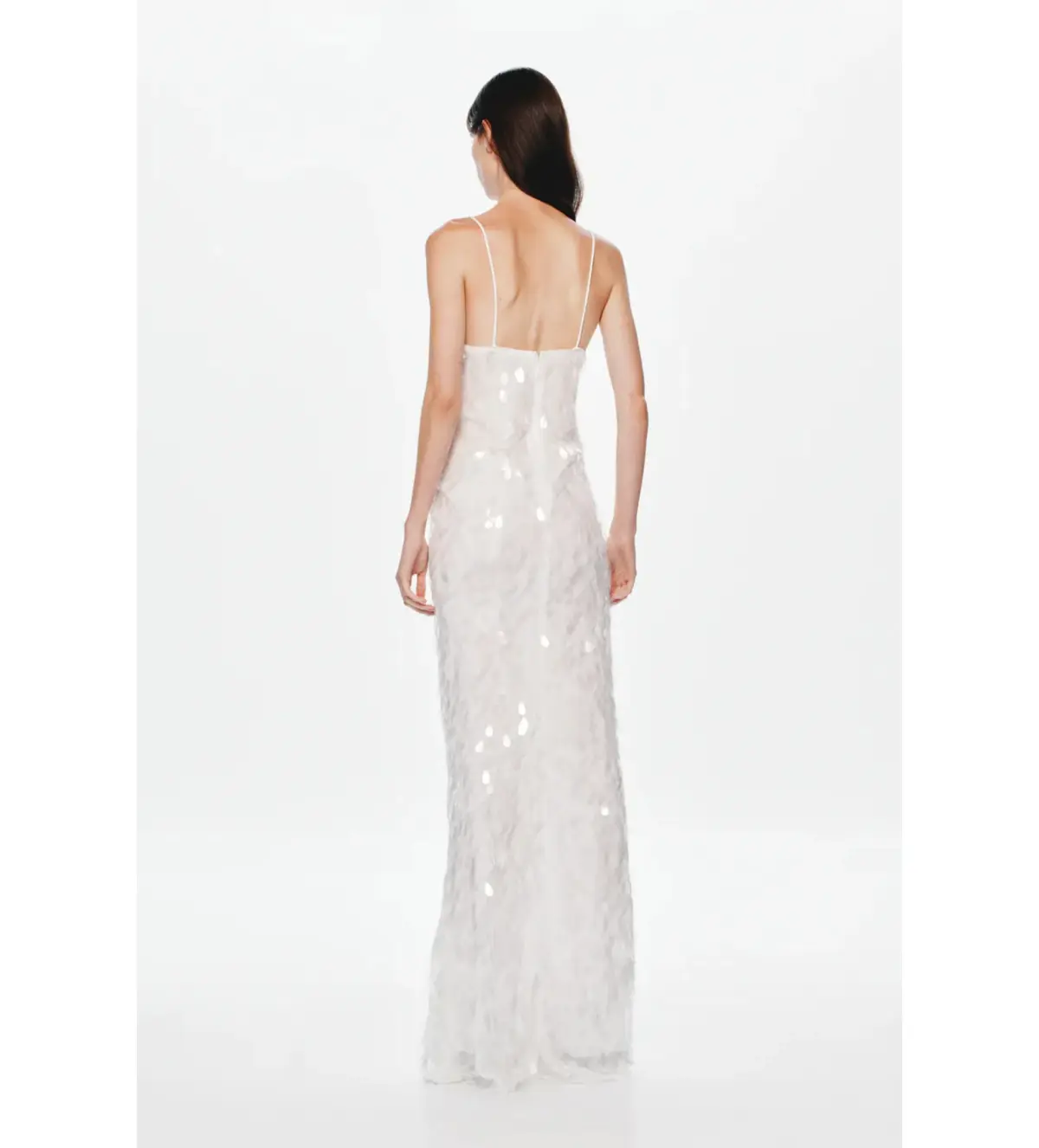 Misha Sapphire Sequin Maxi Dress Ivory Size 10/M - Image 4