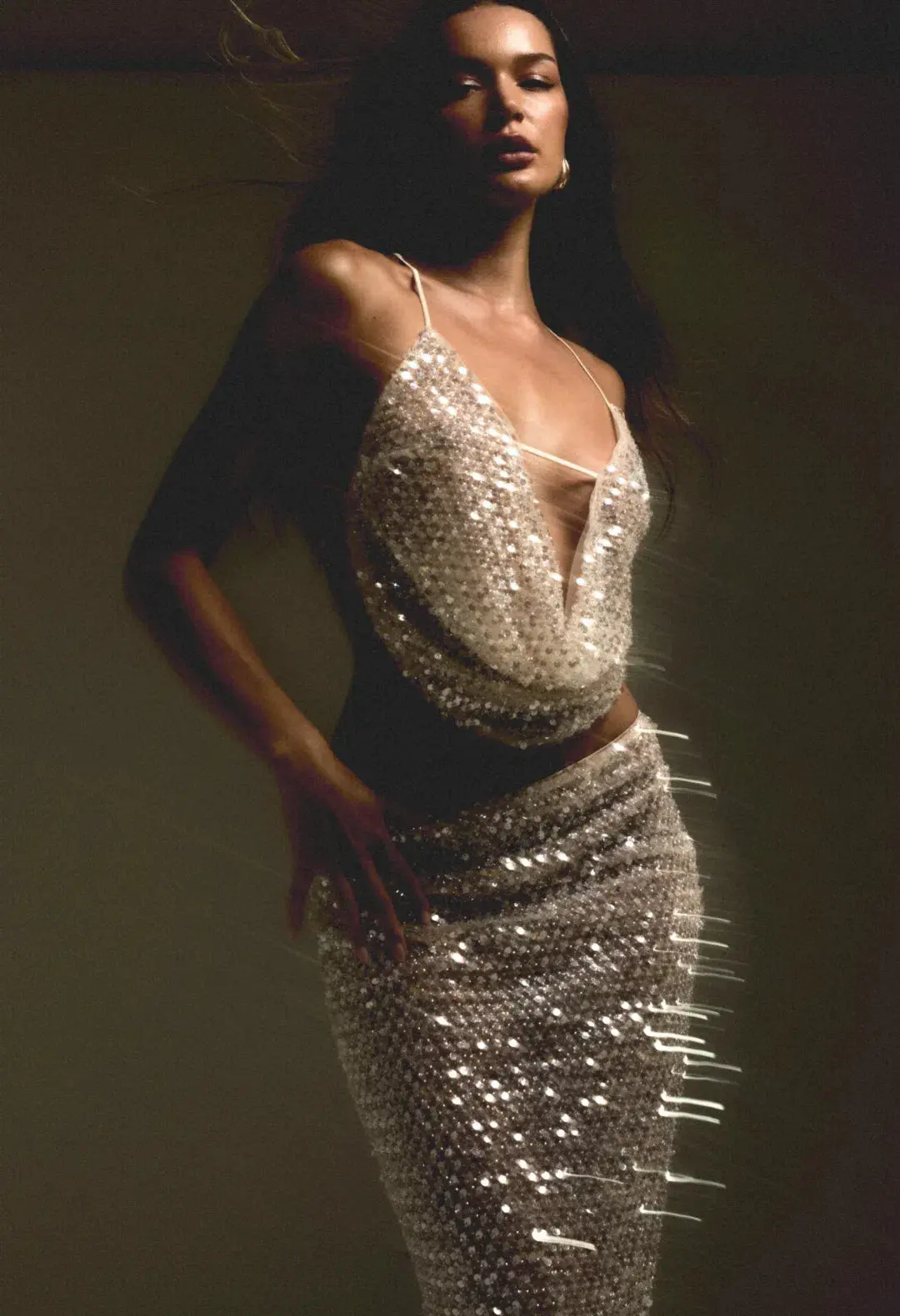 SYDNEY LANE CRYSTAL SEQUIN CO-ORD QUARTZ. SIZE S / AU 8 for rent on The Volte - main image