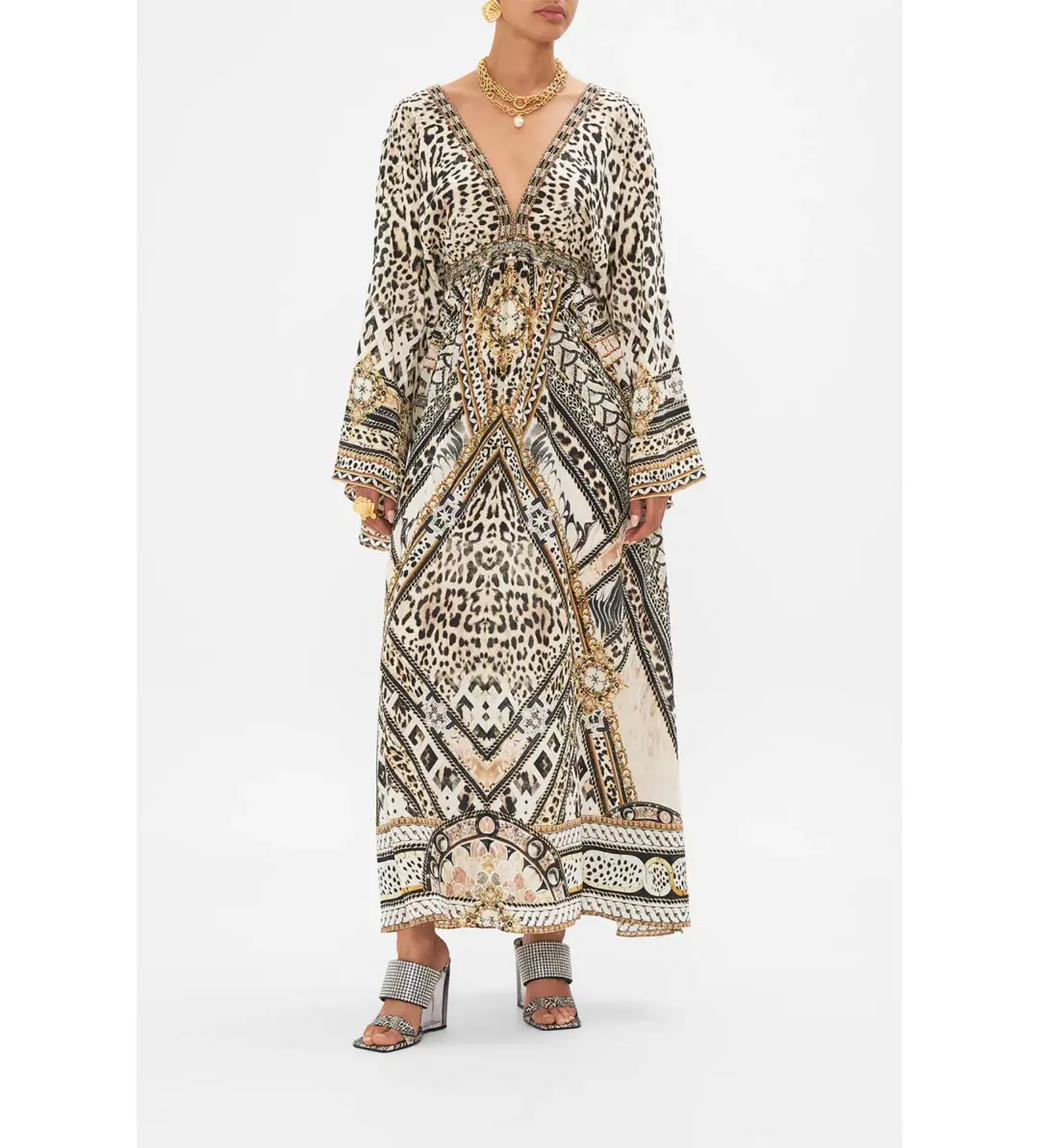 Camilla Gathered Kimono Dress in Mosaic Muse Size S / AU 10  for rent on The Volte - main image