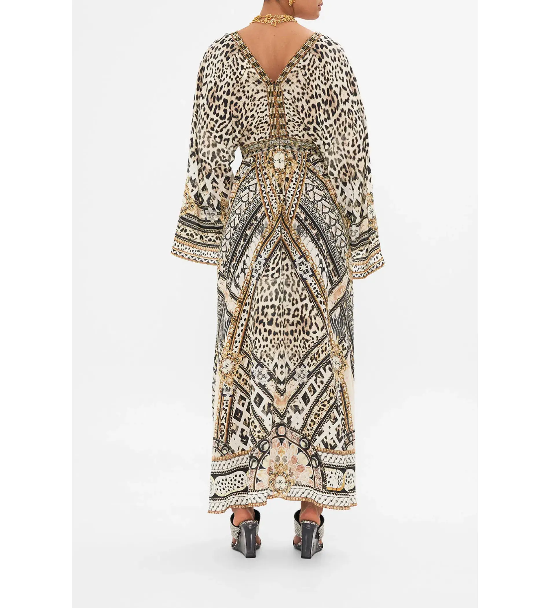 Camilla Gathered Kimono Dress in Mosaic Muse Size S / AU 10  - Image 3