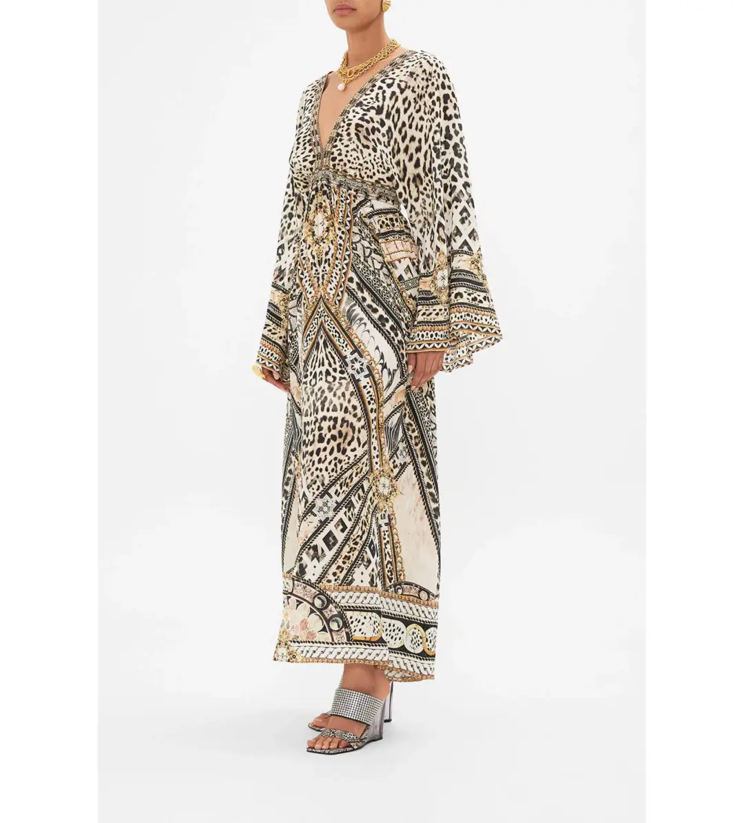 Camilla Gathered Kimono Dress in Mosaic Muse Size S / AU 10  for rent on The Volte - main image