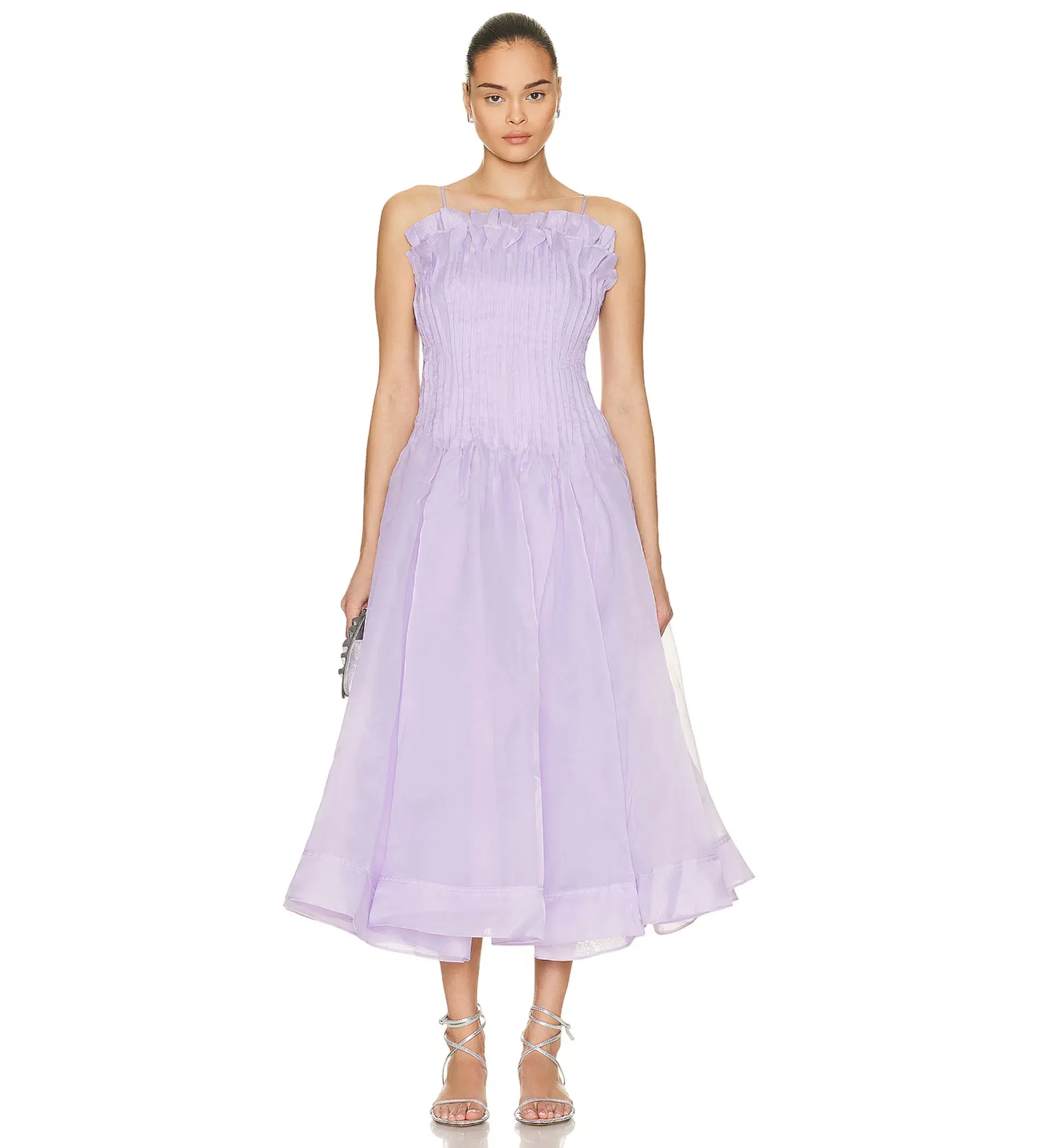 Aje Horizon Pintucked Gown Lilac Size 6 - Image 1