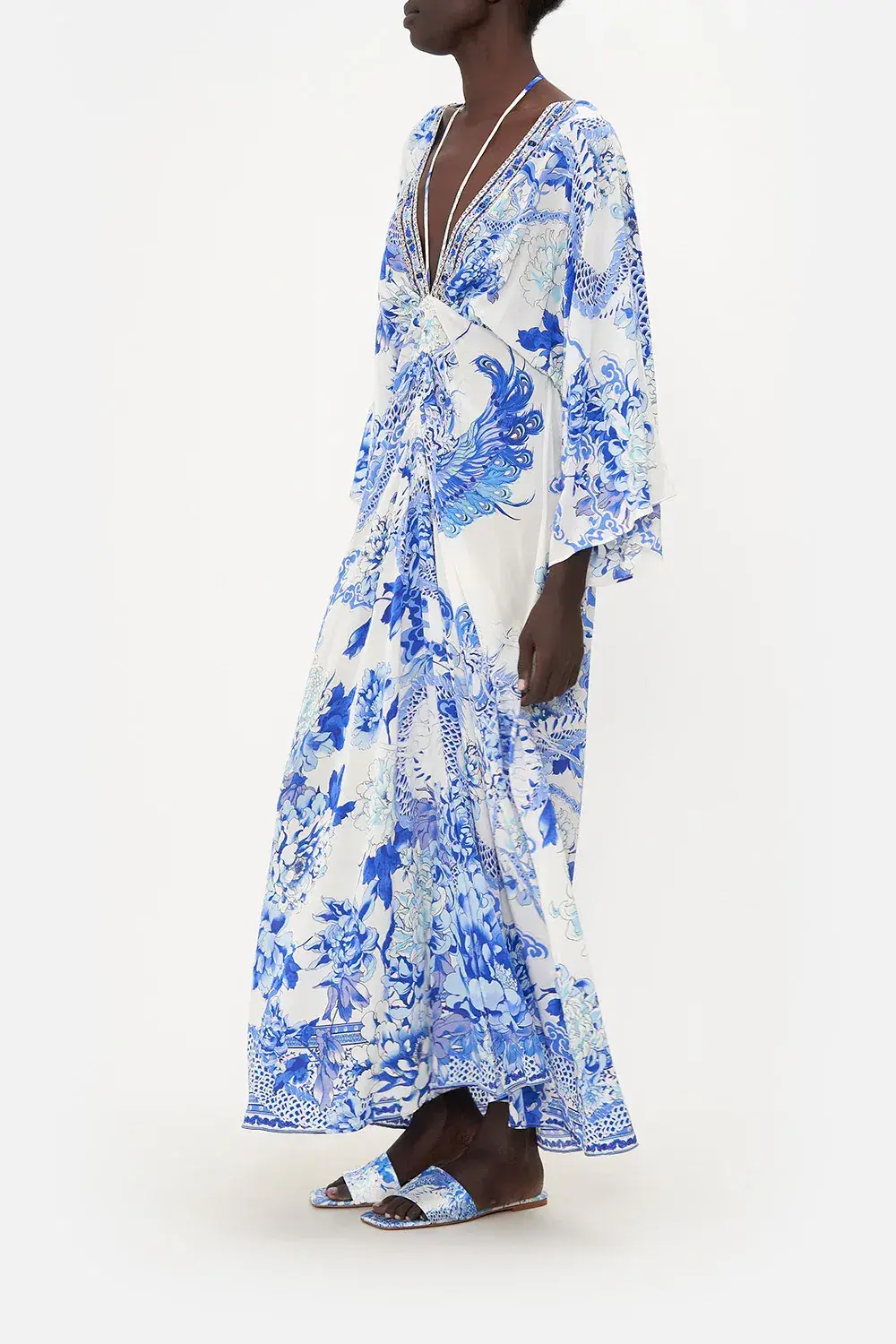 Camilla Drawcord Detail Dress Heart Of A Dragon White Print Size S / AU 10  - Image 3