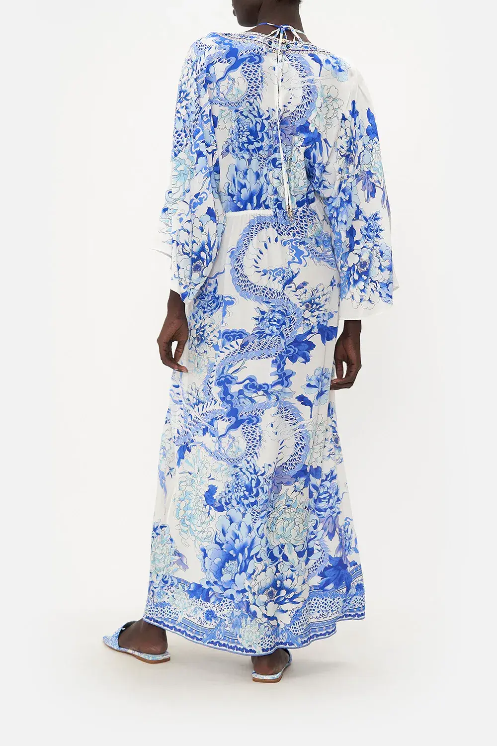 Camilla Drawcord Detail Dress Heart Of A Dragon White Print Size S / AU 10  - Image 2