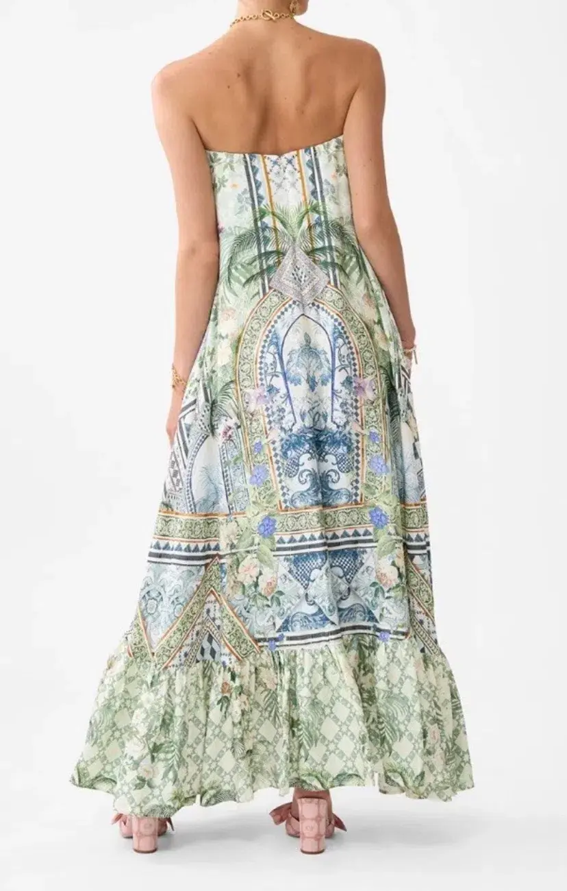 Camilla Strapless Maxi Ruffle Hem Jardim Party Size S/ AU 10 - Image 3