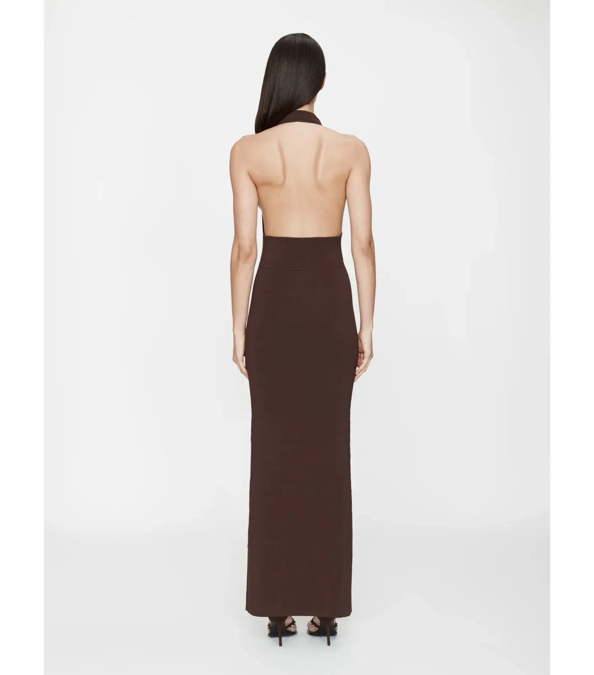 Christopher Esber Slope Knit Halter Maxi Dress Espresso Size XS / AU 6 - Image 3