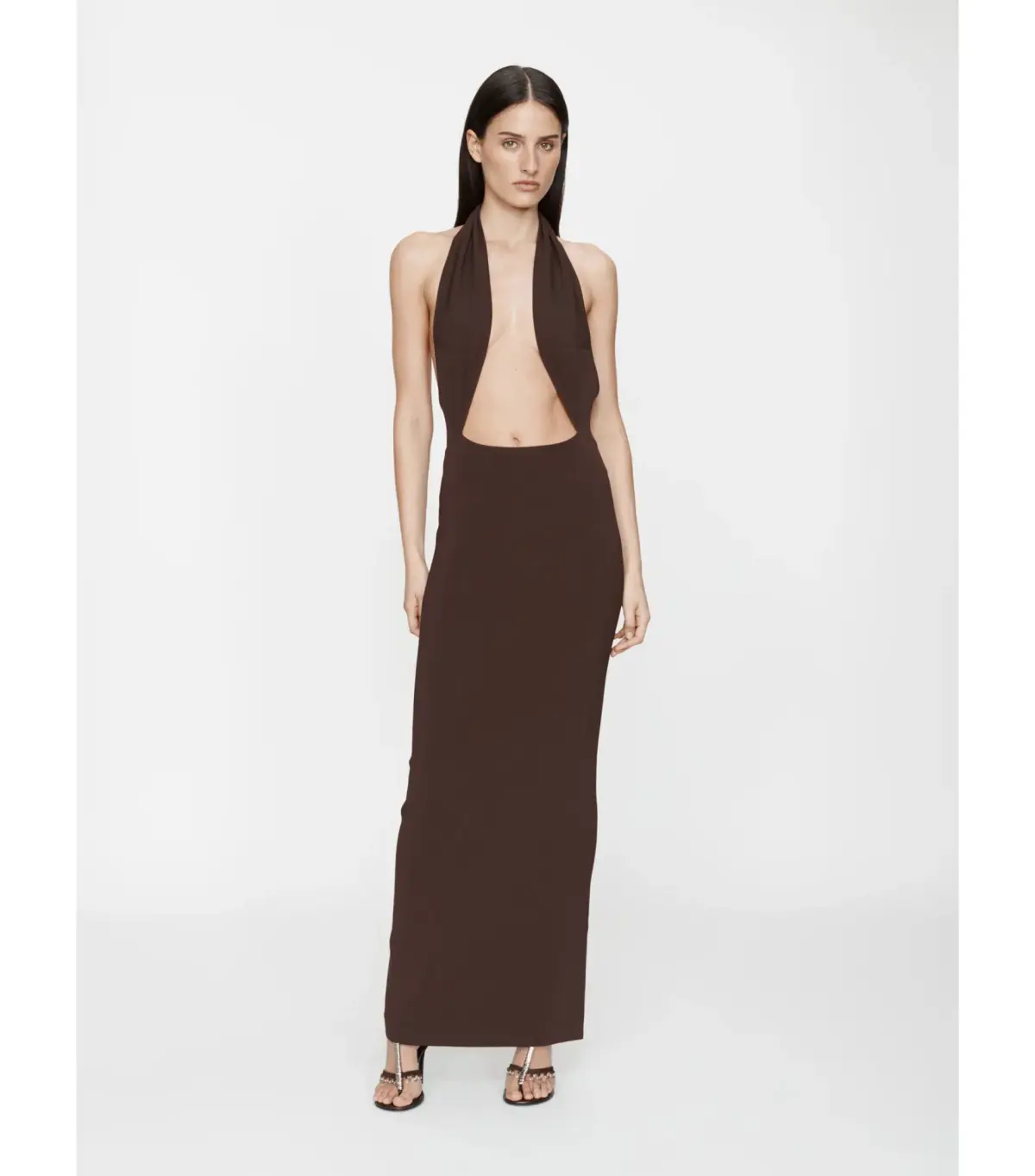 Christopher Esber Slope Knit Halter Maxi Dress Espresso Size XS / AU 6 - Image 1