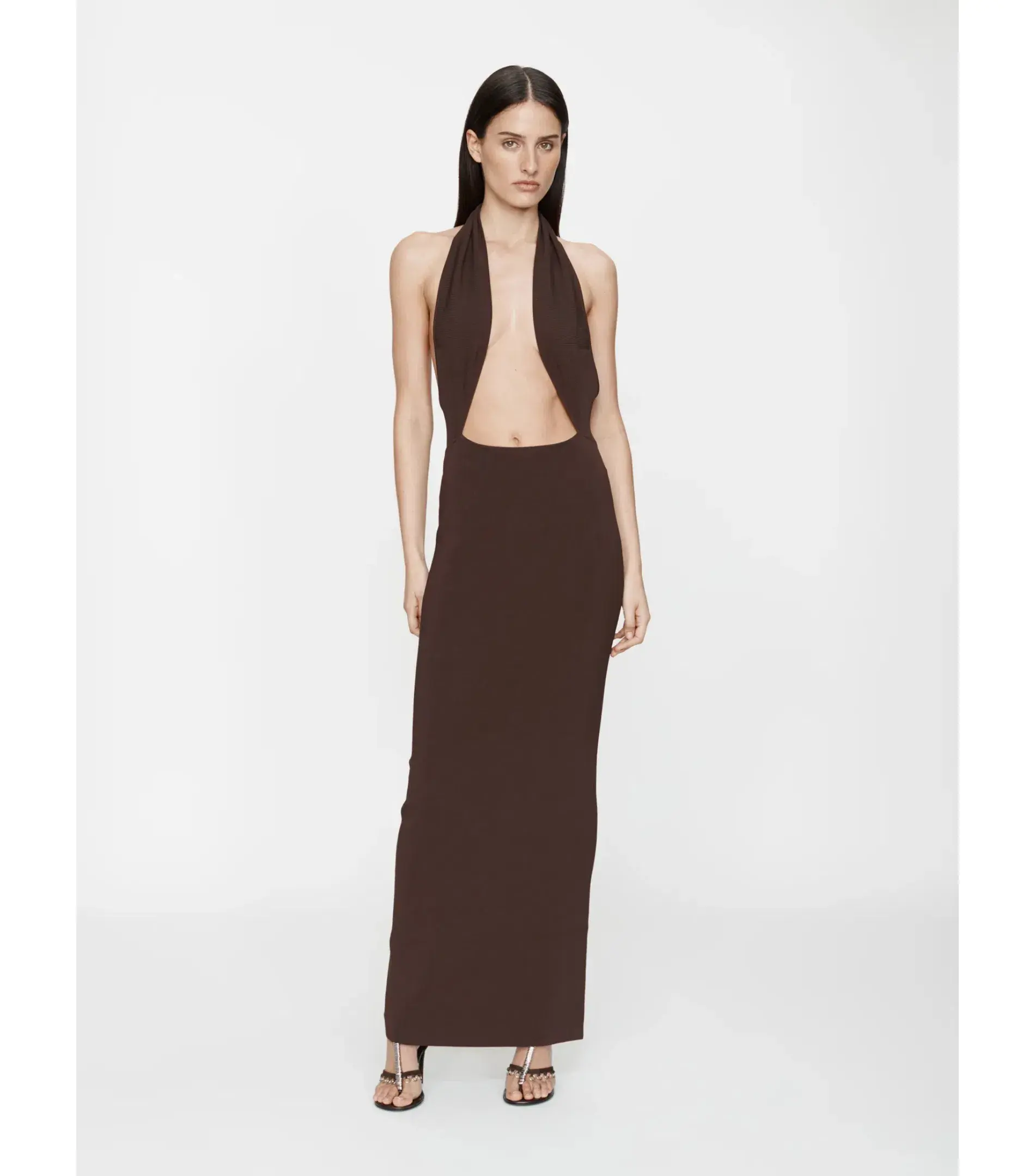 Christopher Esber Slope Knit Halter Maxi Dress Espresso Size XS / AU 6 - Image 1
