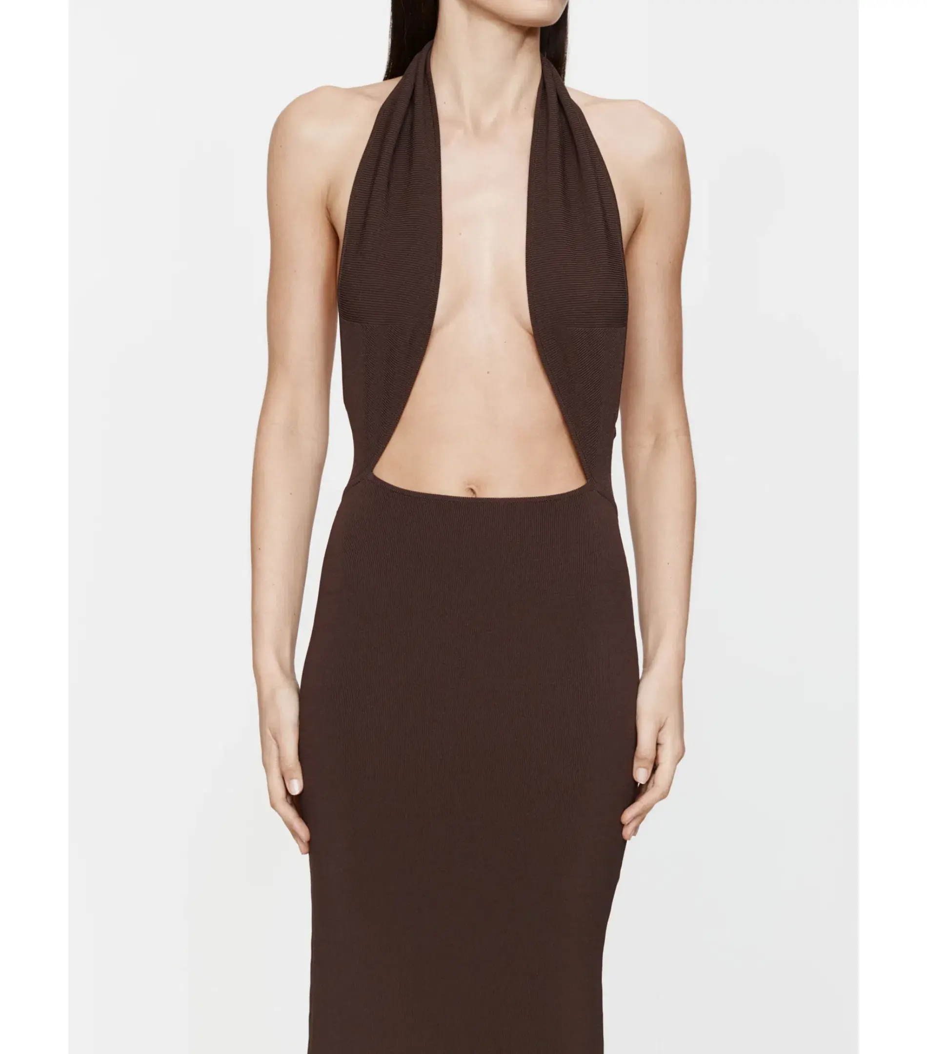 Christopher Esber Slope Knit Halter Maxi Dress Espresso Size XS / AU 6 - Image 2