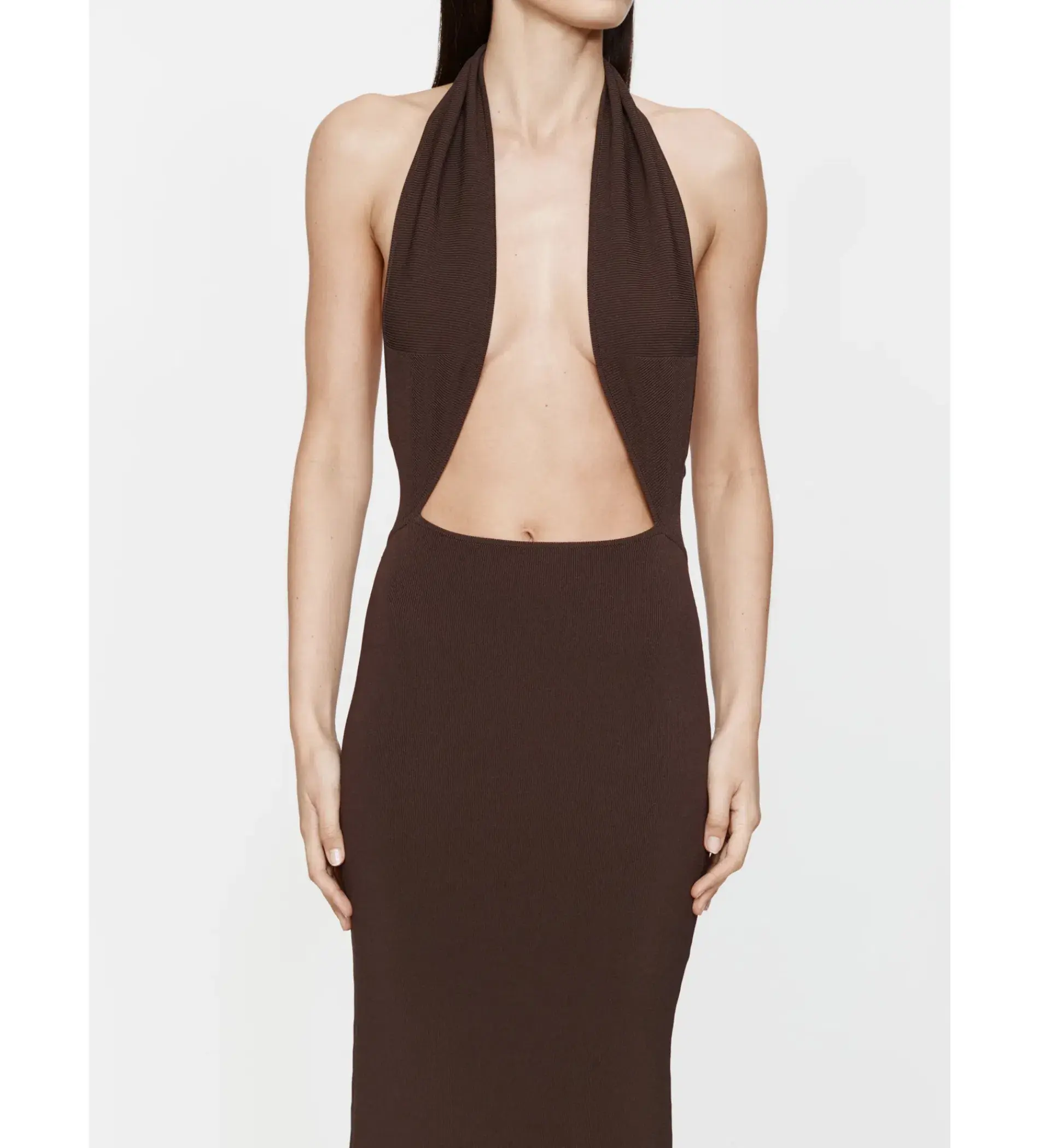 Christopher Esber Slope Knit Halter Dress in Espresso Size L / AU 12 - Image 4