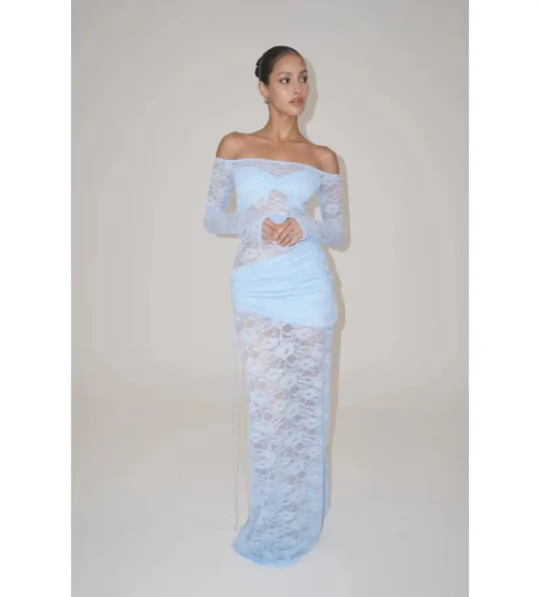 Deconduarte Christiana Maxi Dress in Powder Blue Size AU 6 for rent on The Volte - main image