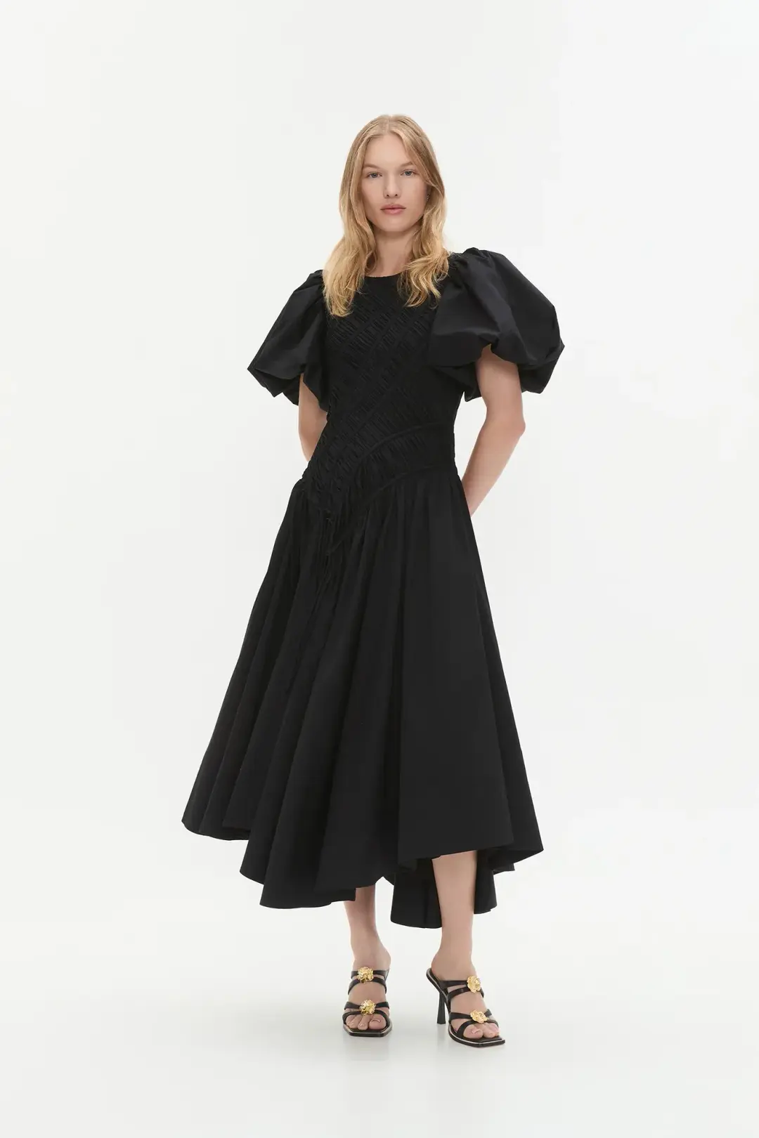Aje Wisteria Midi Dress Black Size 12 for rent on The Volte - main image