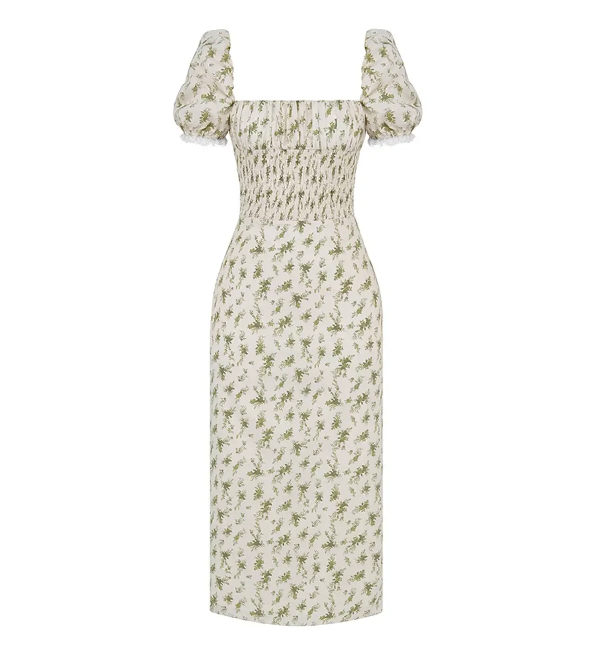 House of CB Bellucci Shirred Midi Dress in Garden Print Green Size M /US 6 /AU 10  - Image 5