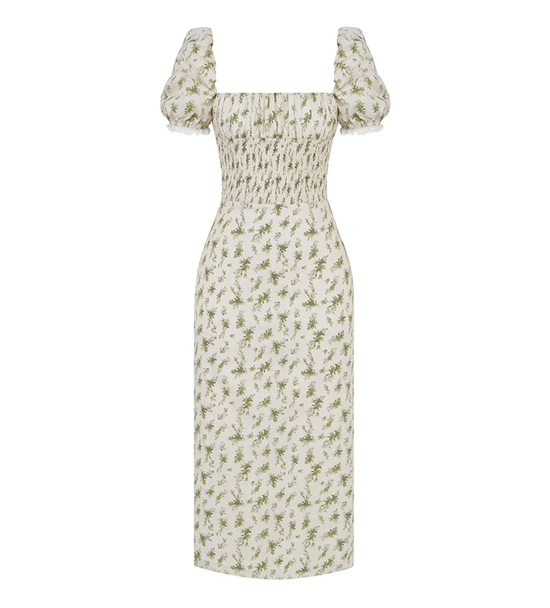 House of CB Bellucci Shirred Midi Dress in Garden Print Green Size M /US 6 /AU 10  - Image 5
