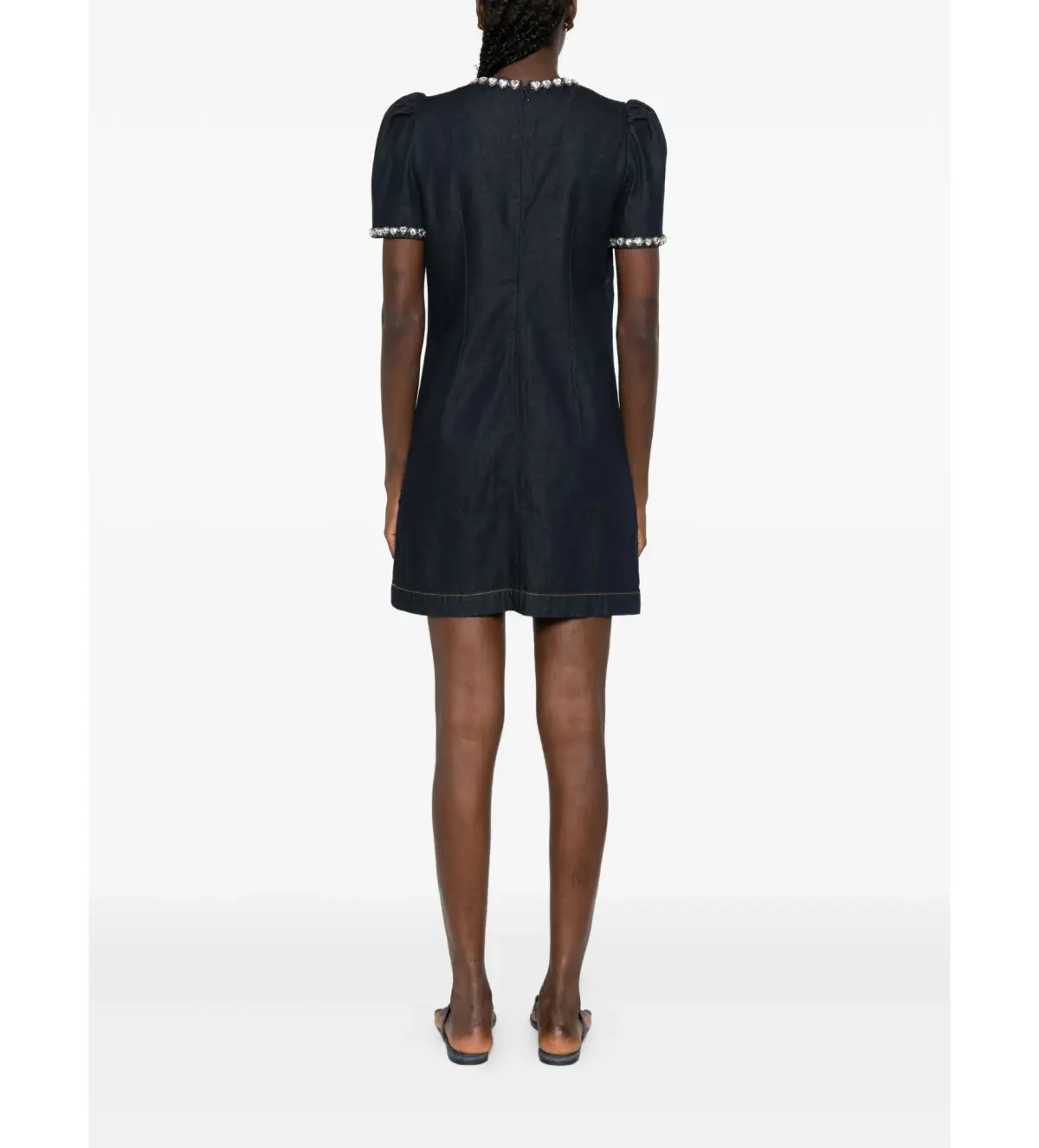 Zimmermann Embellished Denim Mini Dress in Black Size 2/AU 12 - Image 4