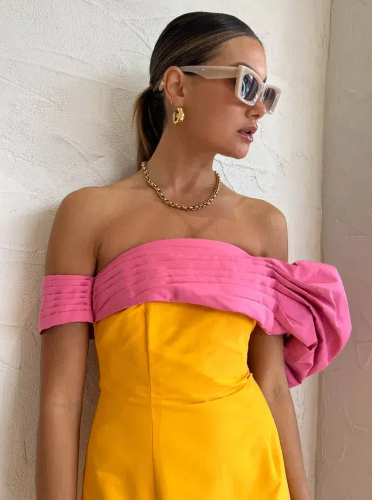 Rachel Gilbert Manuela Mini Dress Saffron & Yellow Size 3 / AU 12 - Image 5