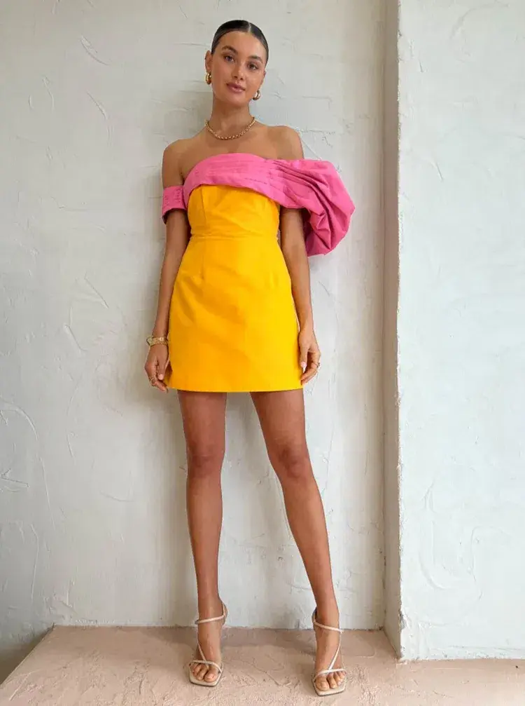 Rachel Gilbert Manuela Mini Dress Saffron & Yellow Size 3 / AU 12 - Image 4
