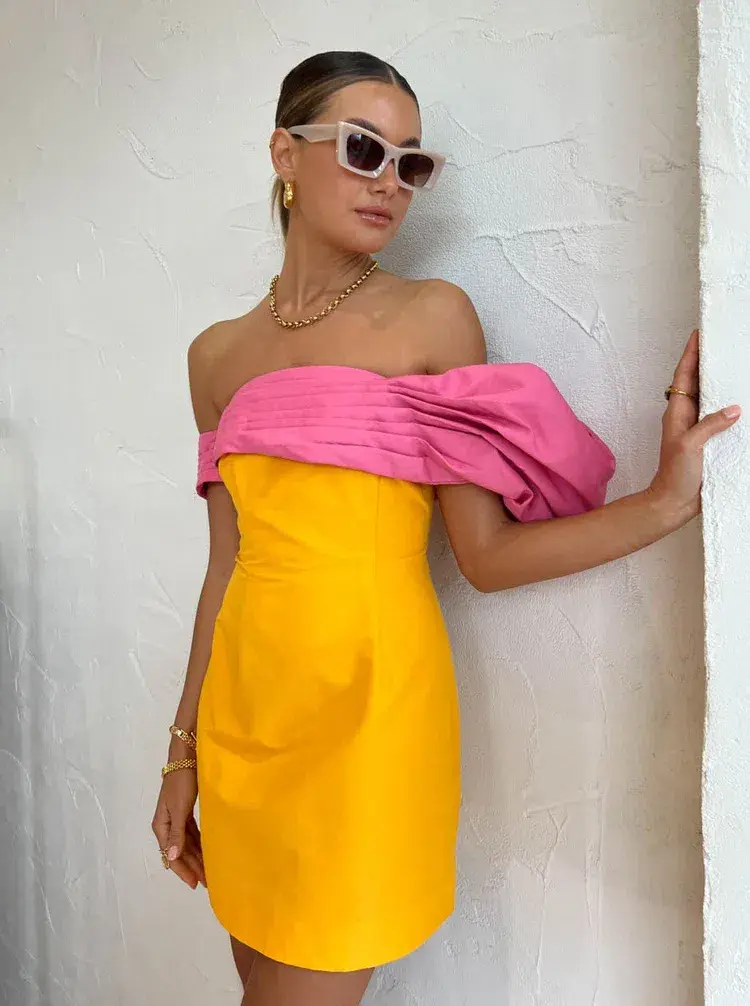 Rachel Gilbert Manuela Mini Dress Saffron & Yellow Size 3 / AU 12 - Image 6