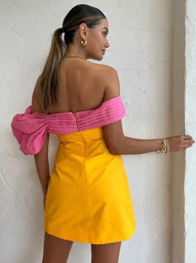 Rachel Gilbert Manuela Mini Dress Saffron & Yellow Size 3 / AU 12 - Image 8