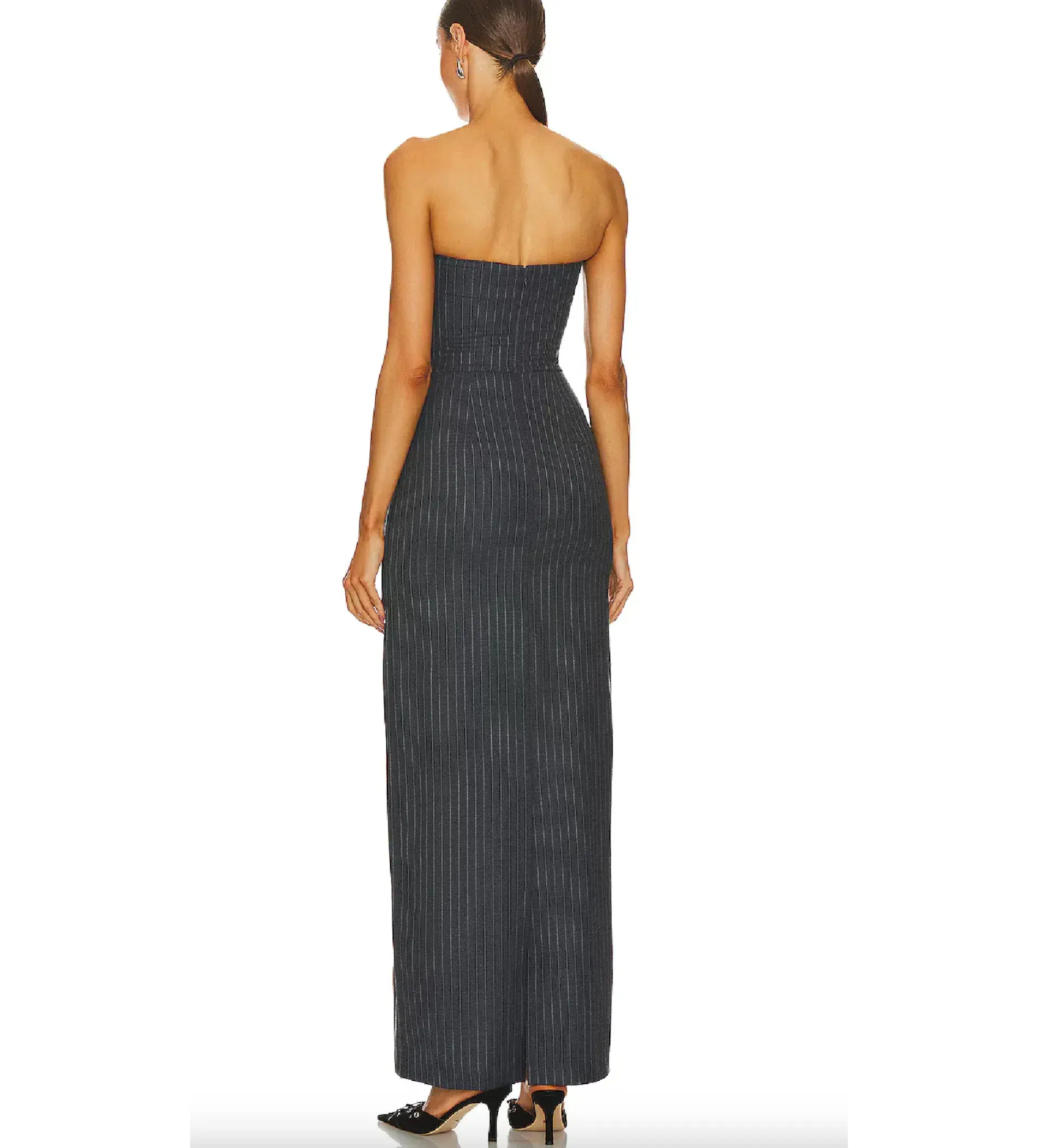 Bec + Bridge Strapless Maxi Dress in Charcoal Pinstripe Size AU 8 - Image 4